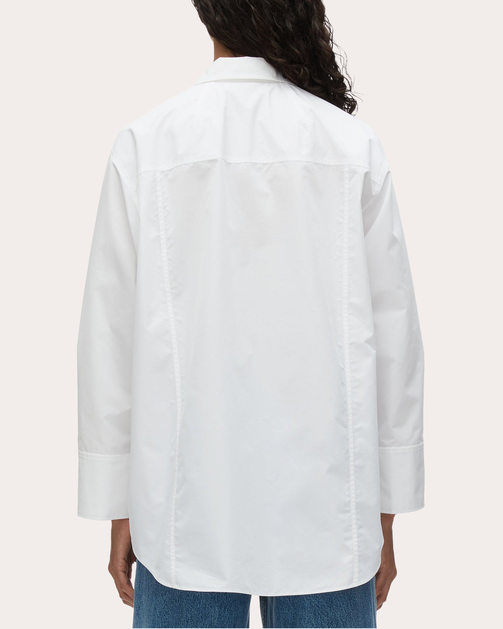 Poplin Cascade-Cuff Oversized Shirt