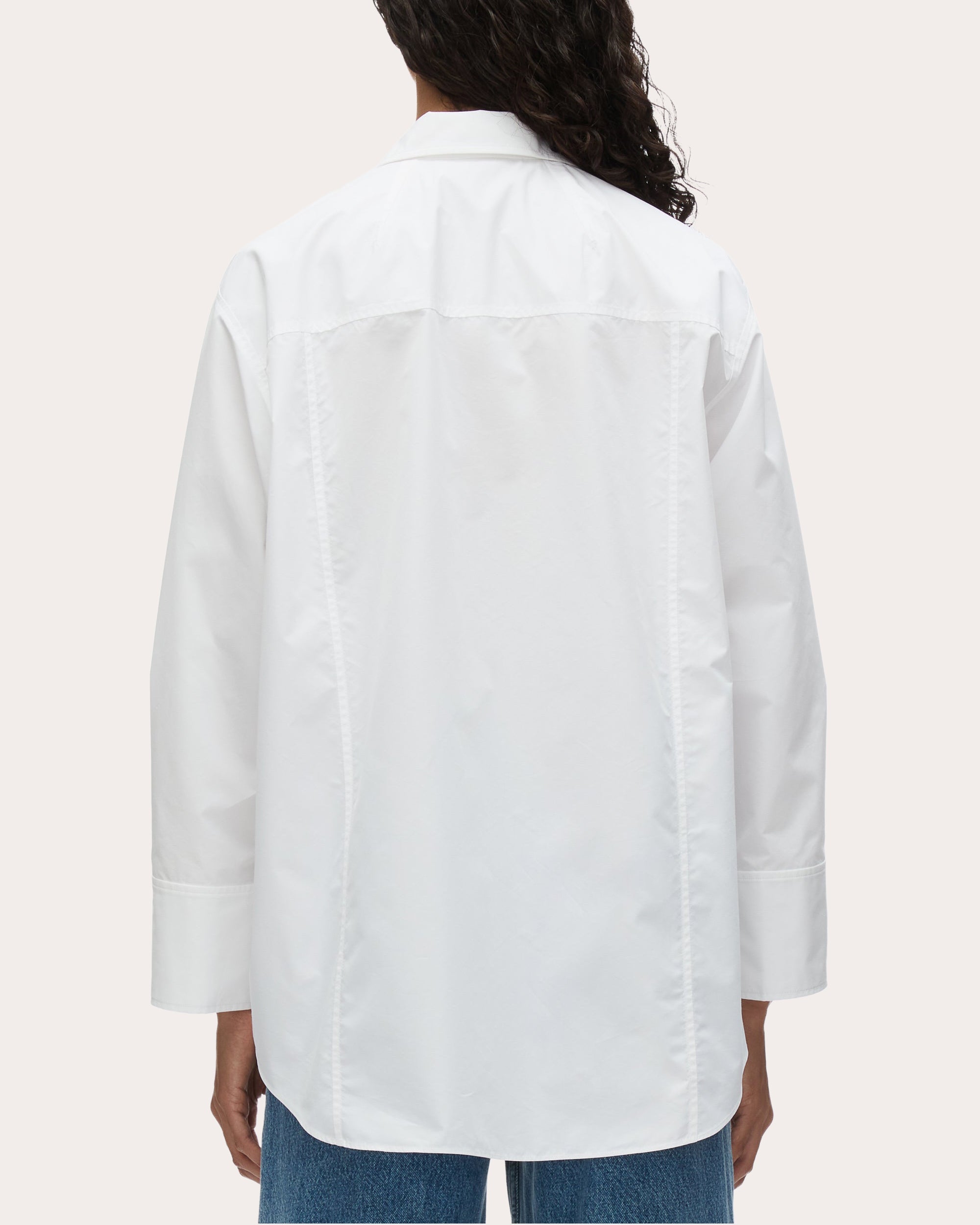 Poplin Cascade-Cuff Oversized Shirt