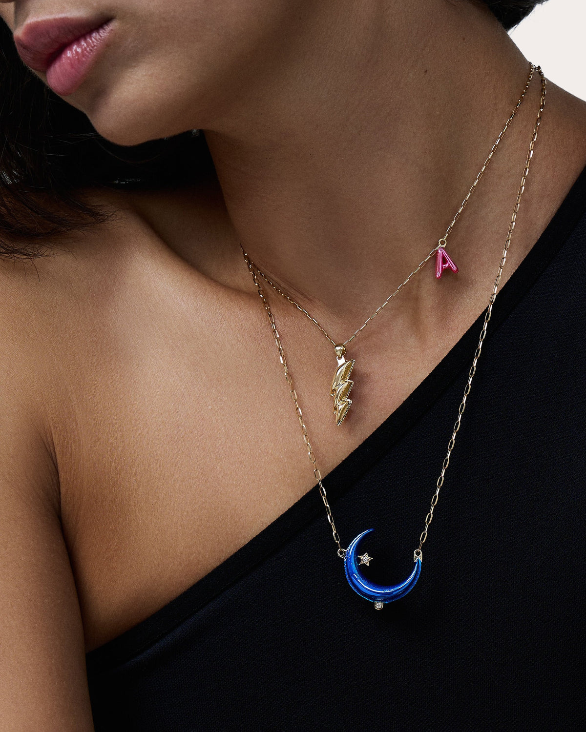 Diamond Super Blue Moon Pendant Necklace