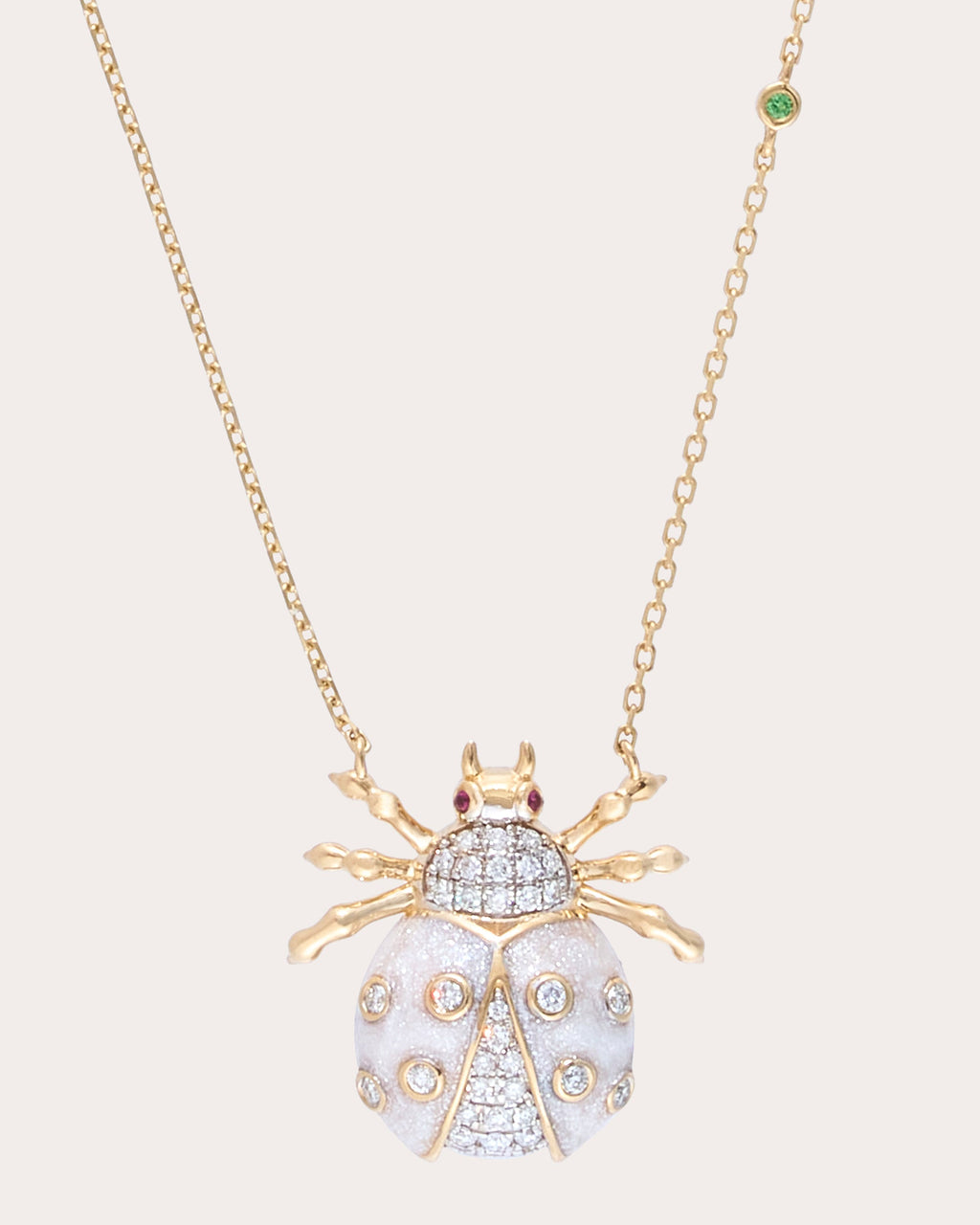 Diamond & 18k Gold Royal Ladybug Pendant Necklace