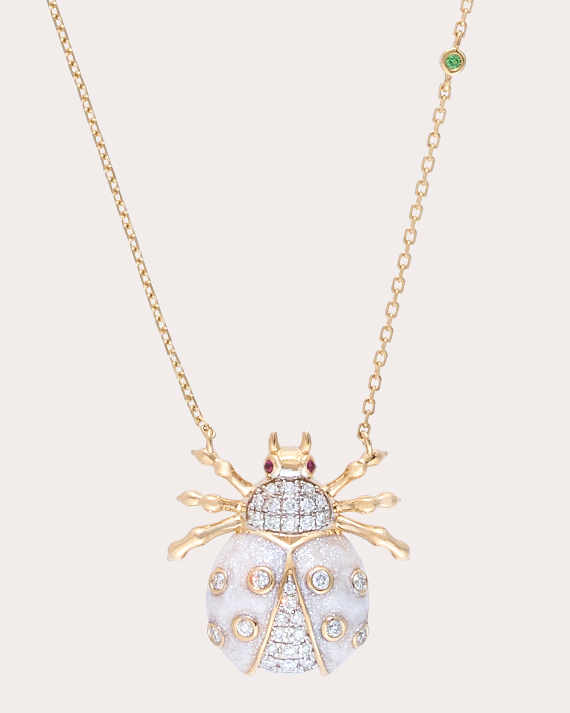Diamond & 18k Gold Royal Ladybug Pendant Necklace