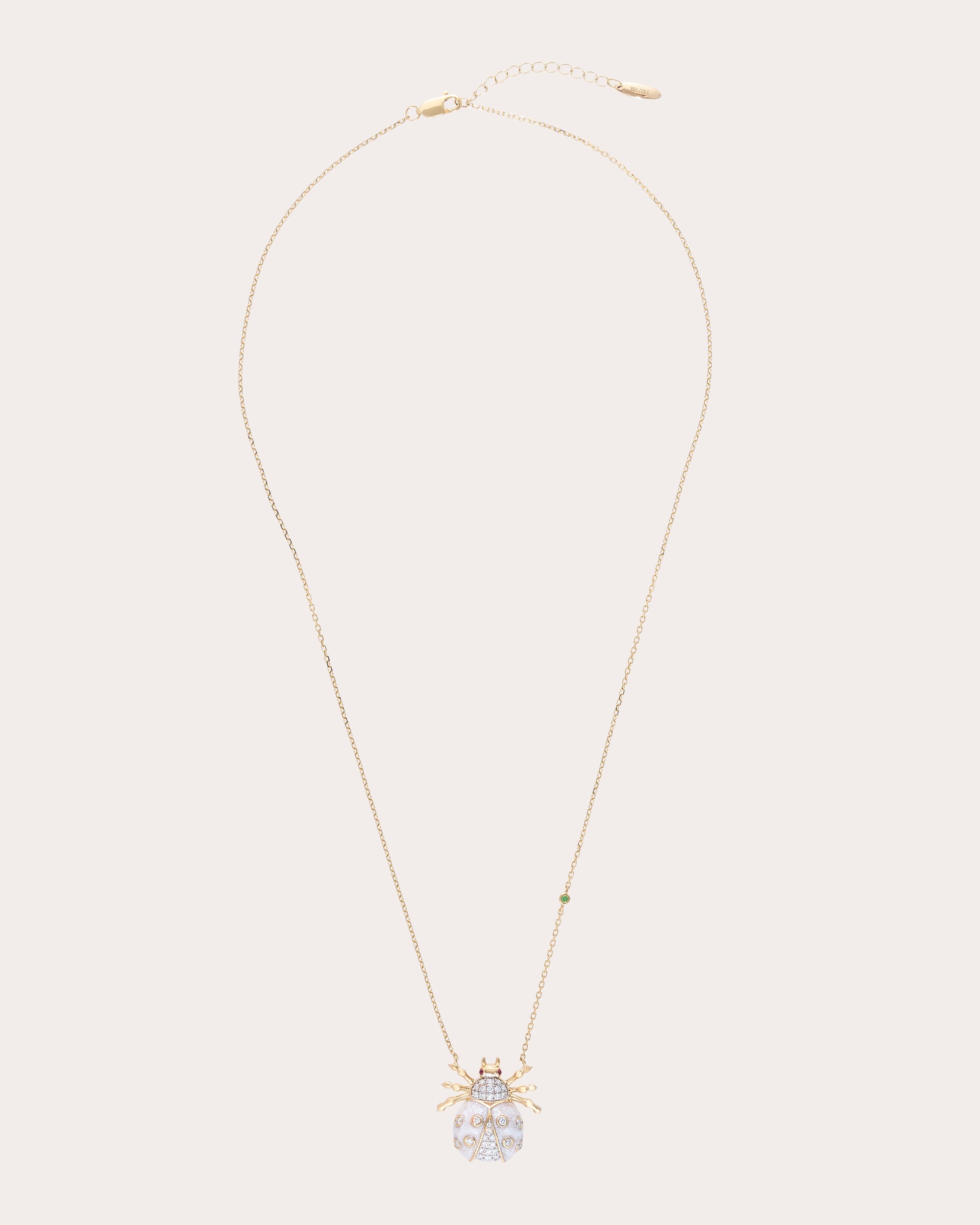 Diamond & 18k Gold Royal Ladybug Pendant Necklace