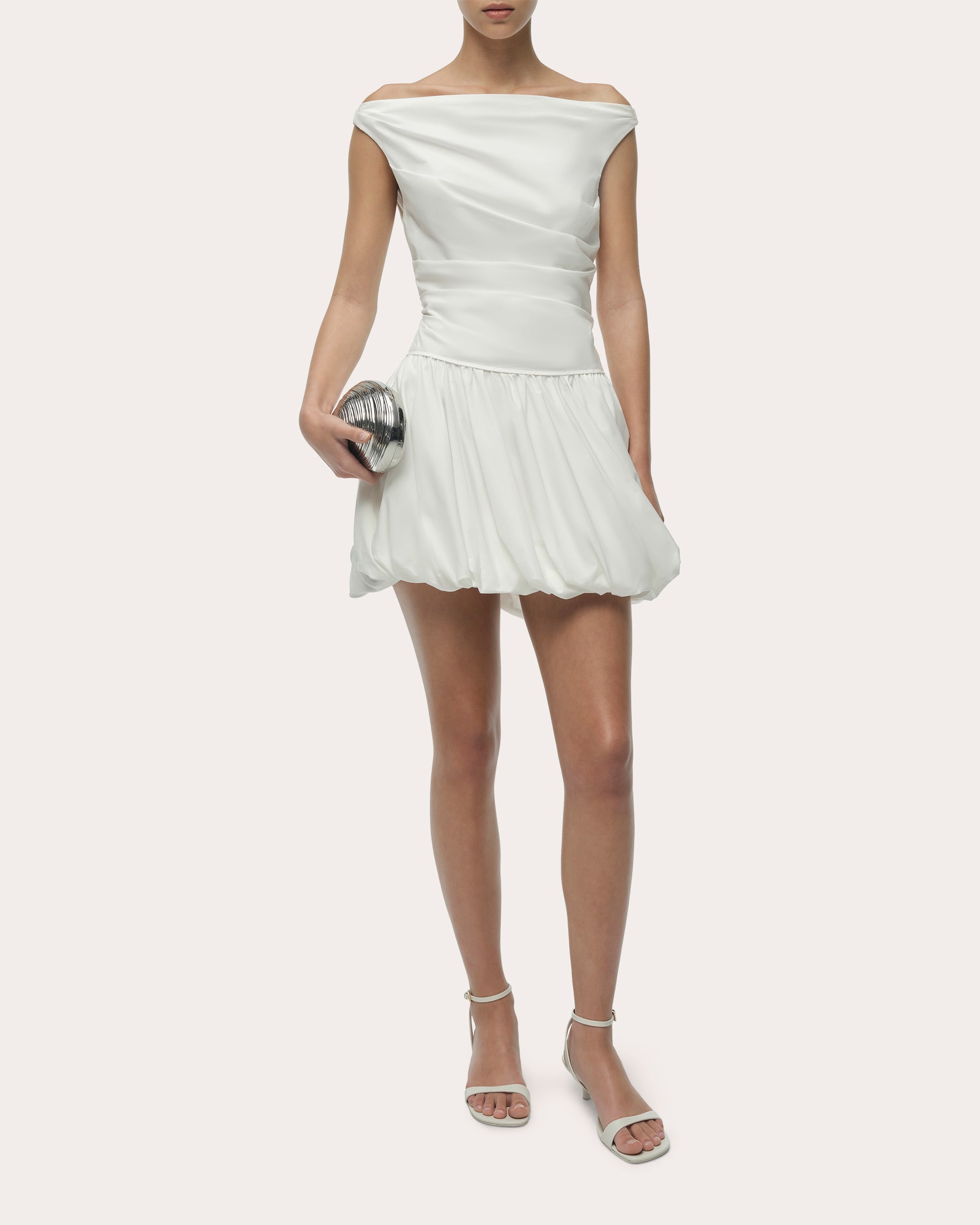 Salina Poplin Boatneck Bubble Mini Dress