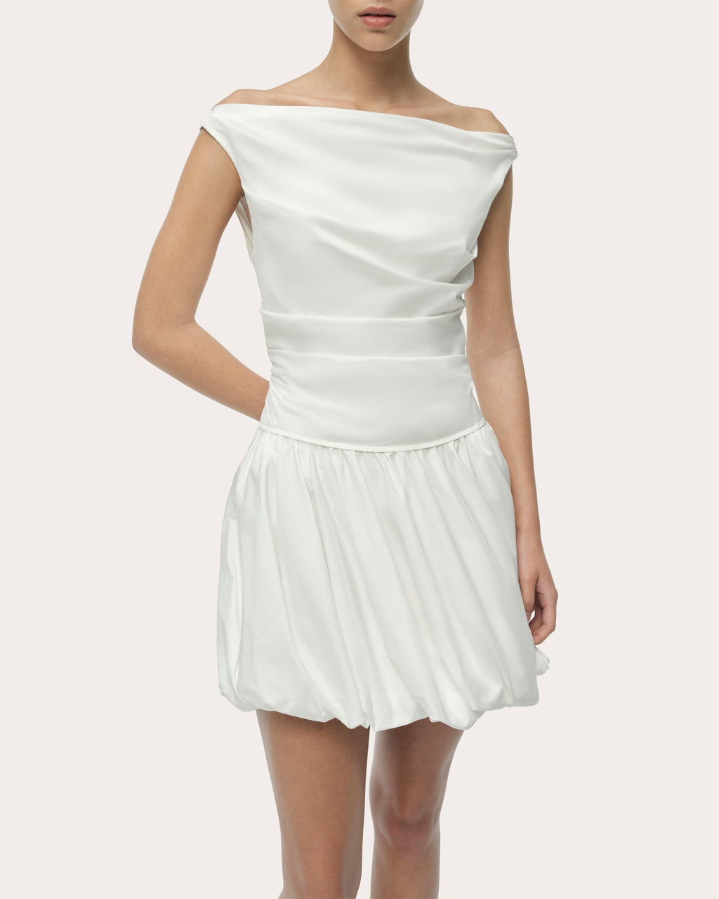 Salina Poplin Boatneck Bubble Mini Dress