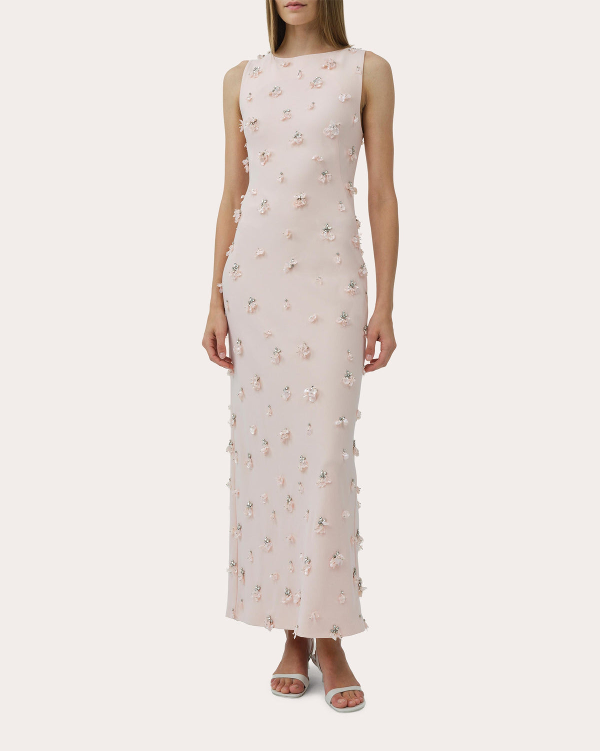 Claudia Embellished Crepe Column Midi Dress