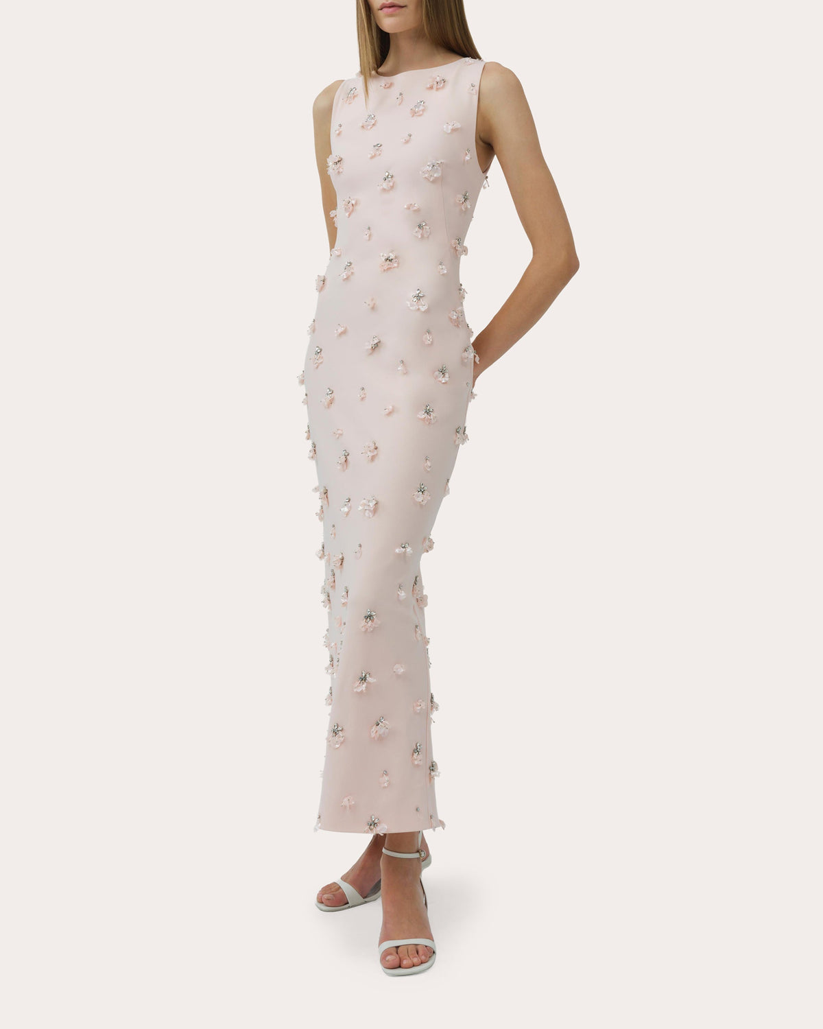 Claudia Embellished Crepe Column Midi Dress