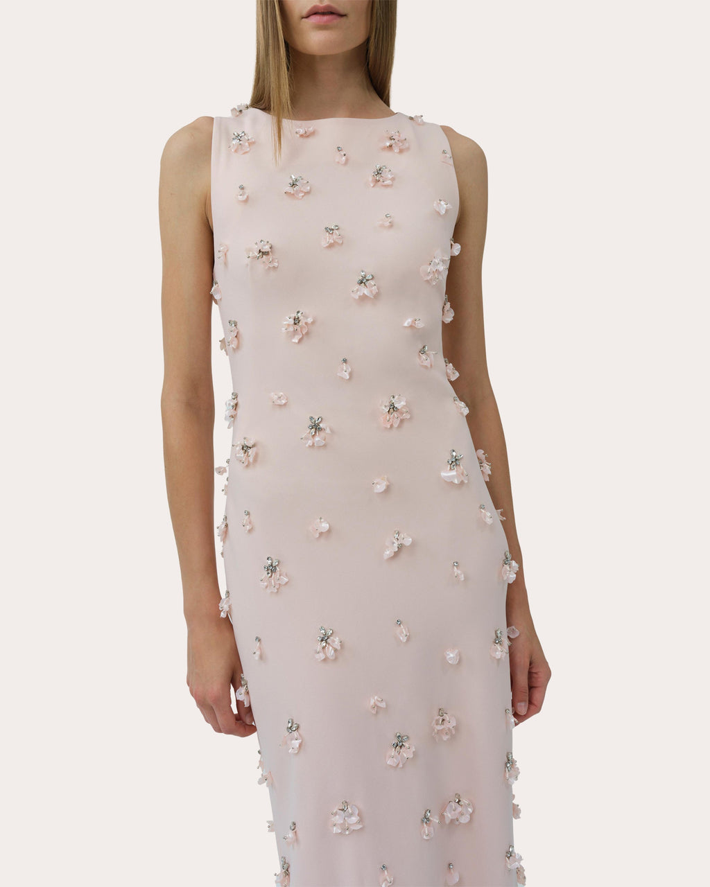 Claudia Embellished Crepe Column Midi Dress