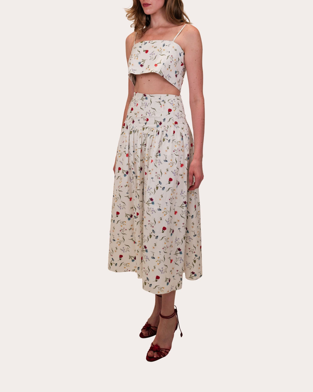 Walton Floral Cotton Poplin Crop Top
