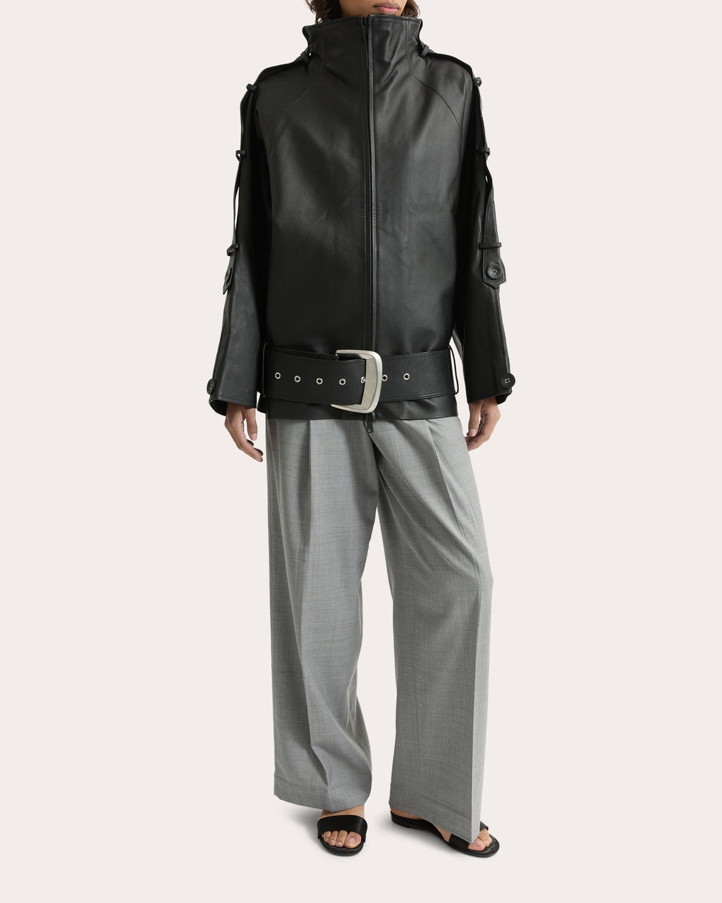 Sara Oversized Leather Jacket