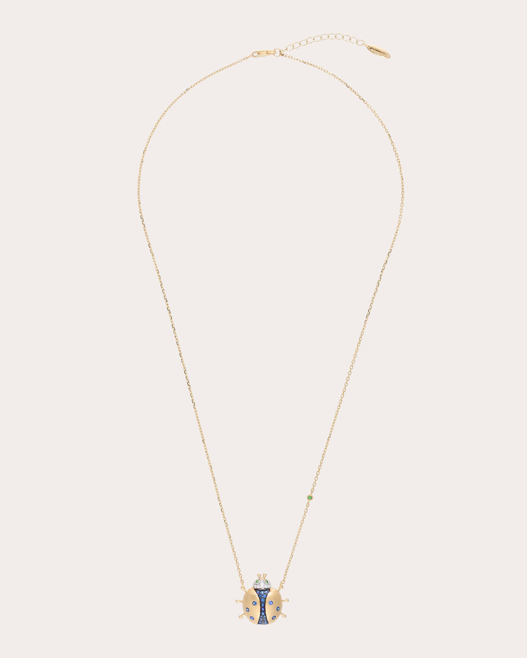 Sapphire Vegetal Fauna Ladybug Pendant Necklace