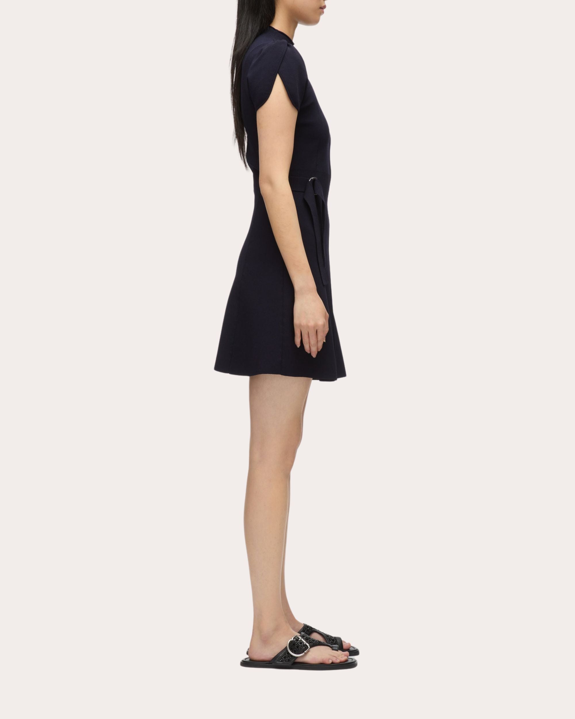 Rib Knit Tulip-Sleeve Mini Dress