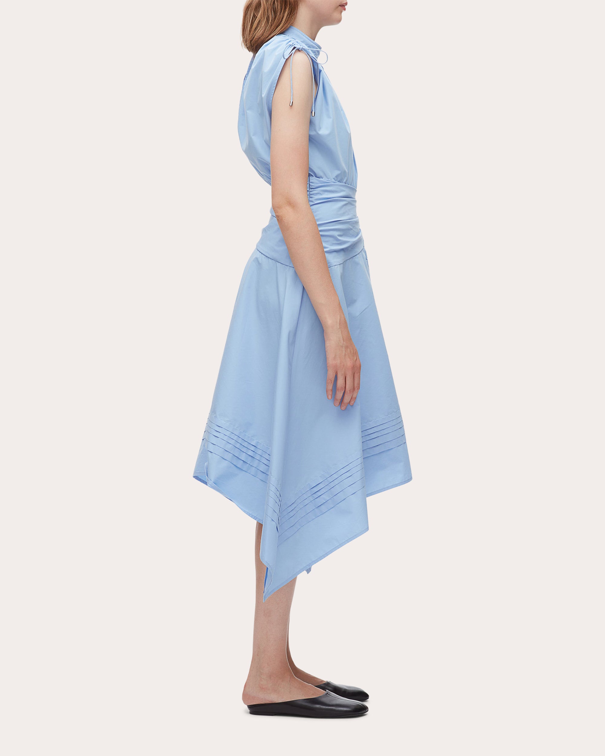 Cotton Poplin Ruched Handkerchief Dress
