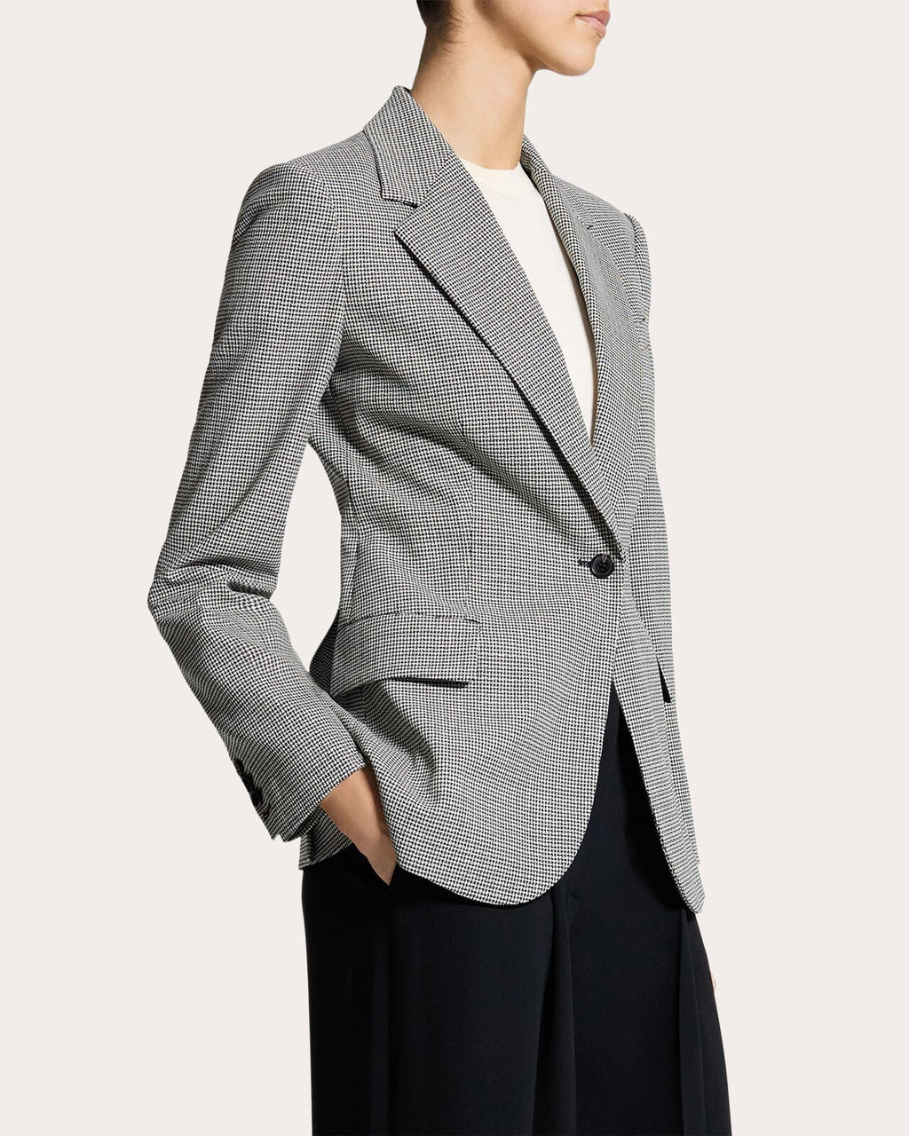 Lynnia Plaid Wool Twill Slim Blazer