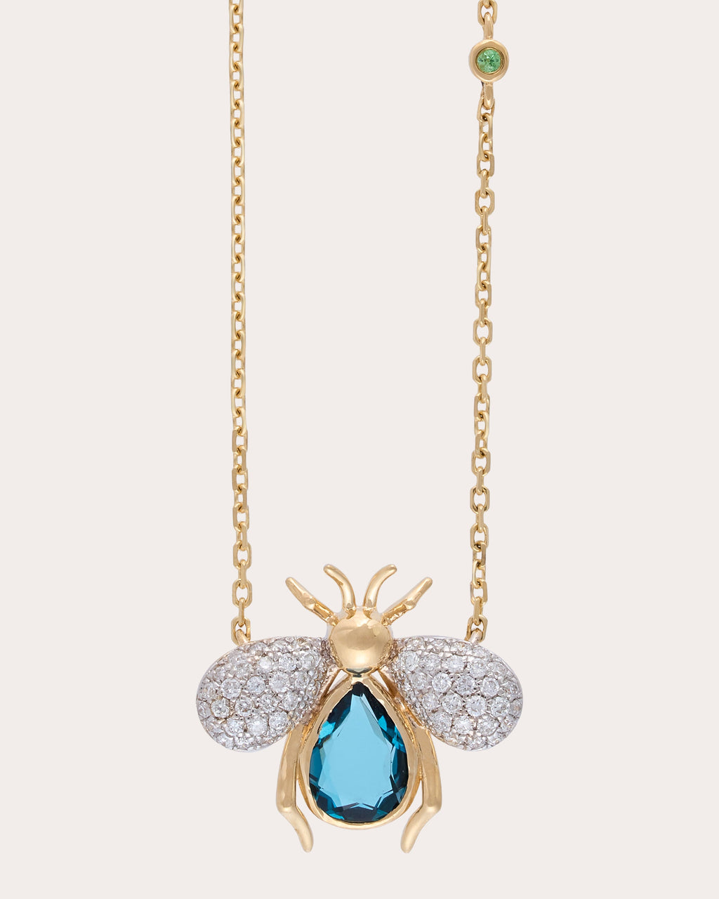 Diamond & Blue Topaz Abeja Real Pendant Necklace