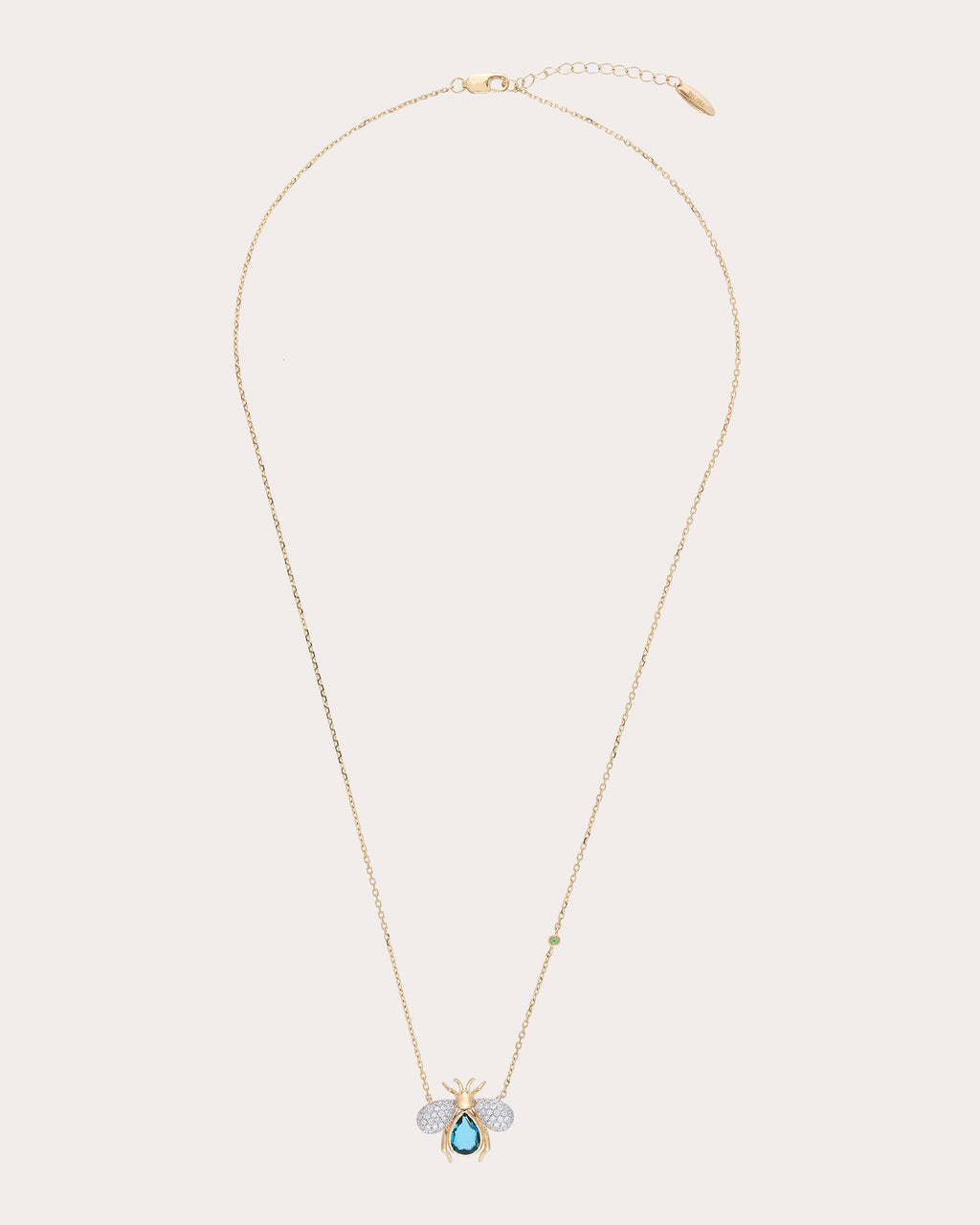 Diamond & Blue Topaz Abeja Real Pendant Necklace