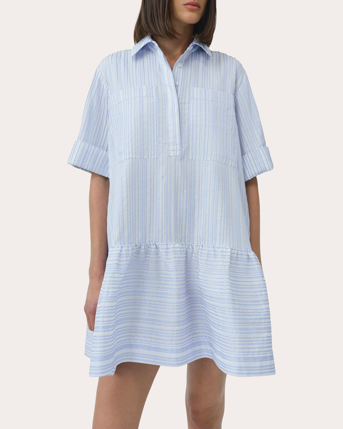 Cris Stripe Drop-Waist Shirt Dress