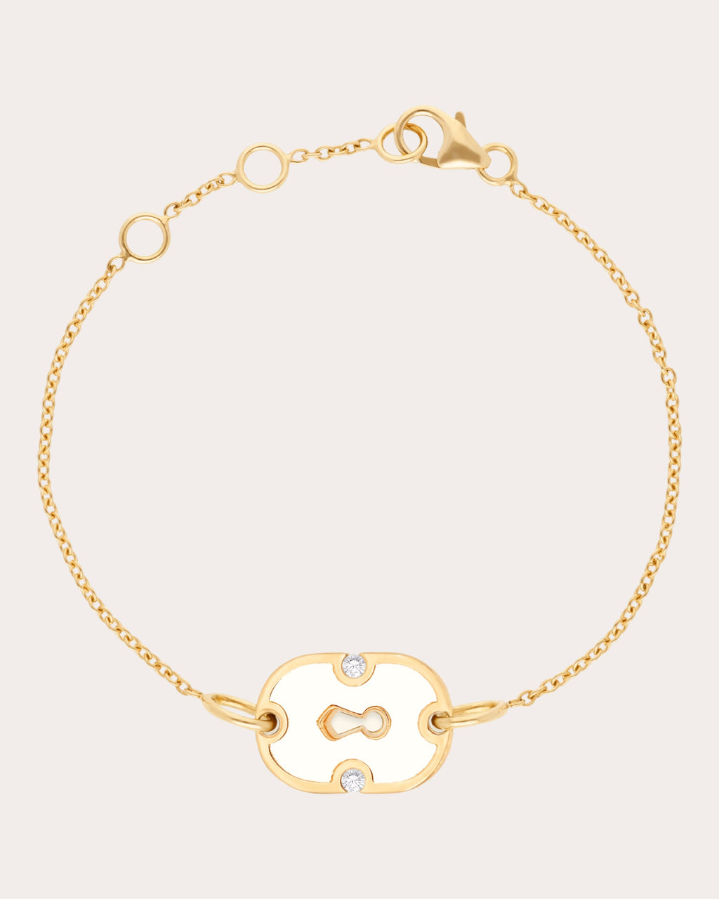 White Ceramic & Diamond 18k Gold Unlock Bracelet