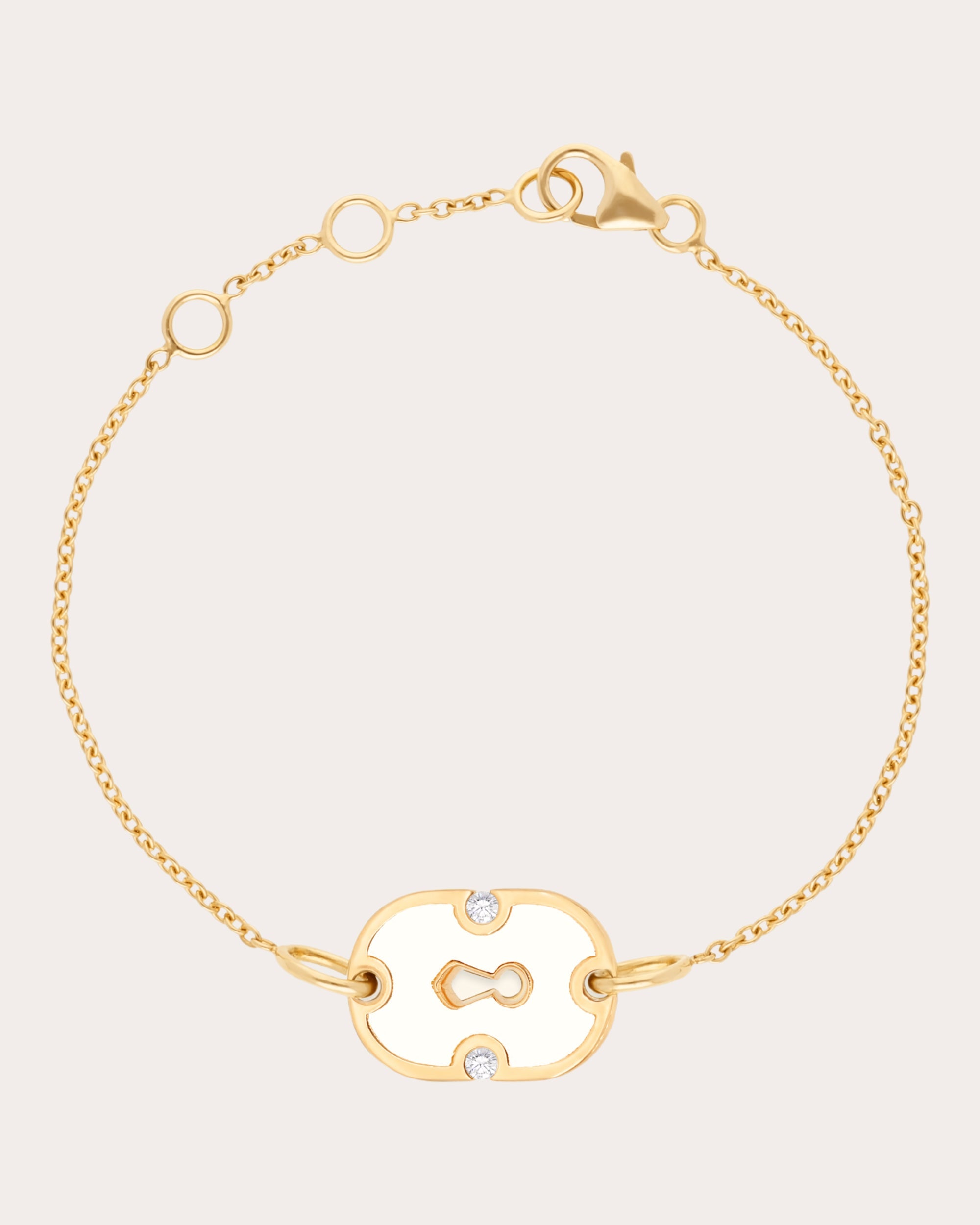 White Ceramic & Diamond 18k Gold Unlock Bracelet