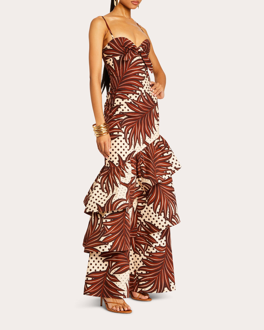 Starla Tiered Printed Stretch-Cotton Gown