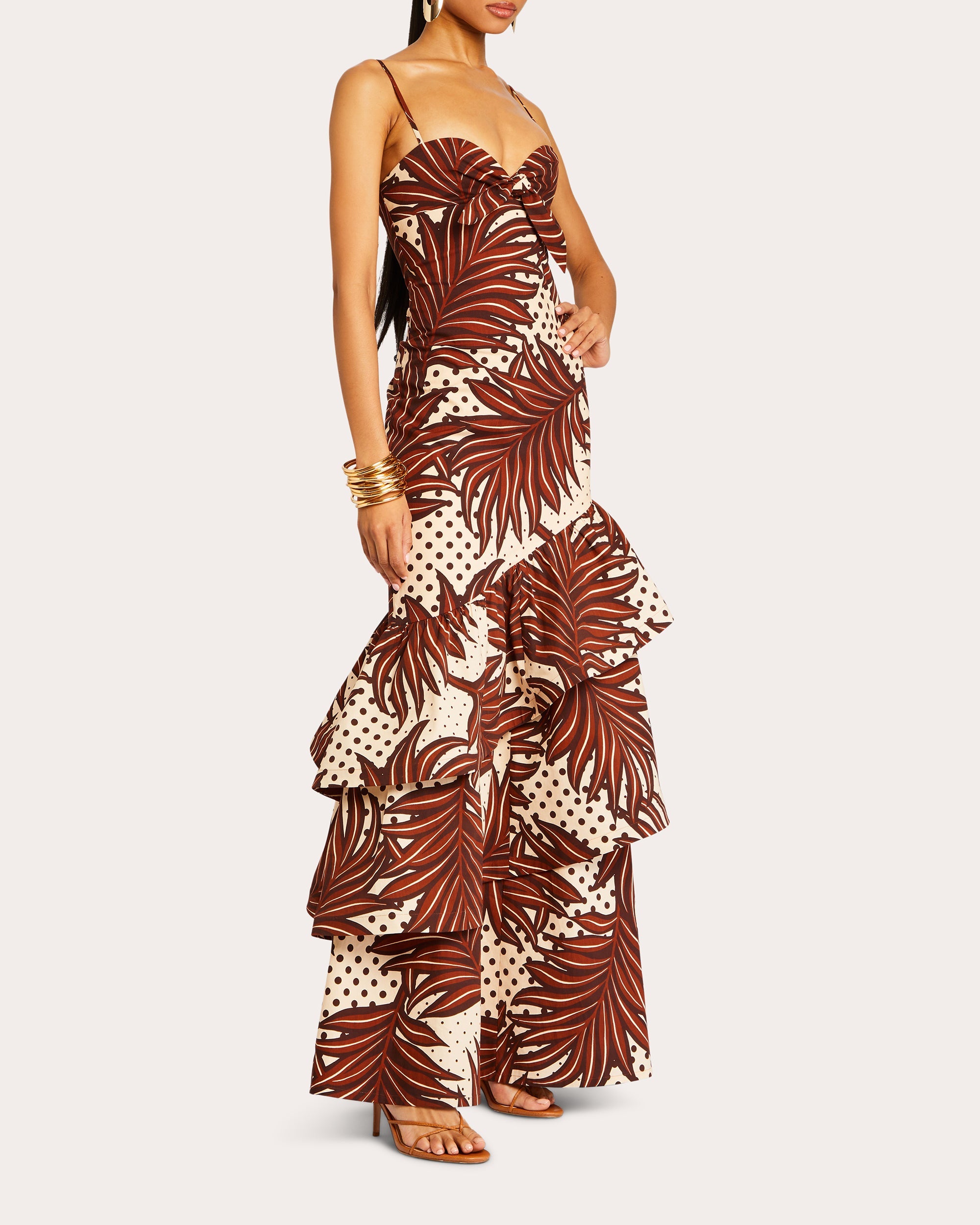 Starla Tiered Printed Stretch-Cotton Gown