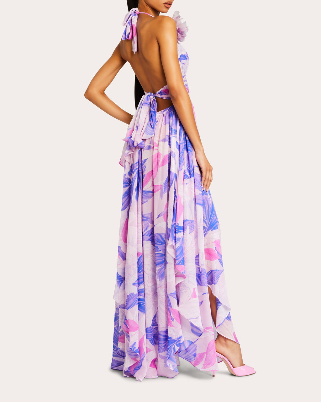 Rasha Embellished Printed Chiffon Maxi Dress