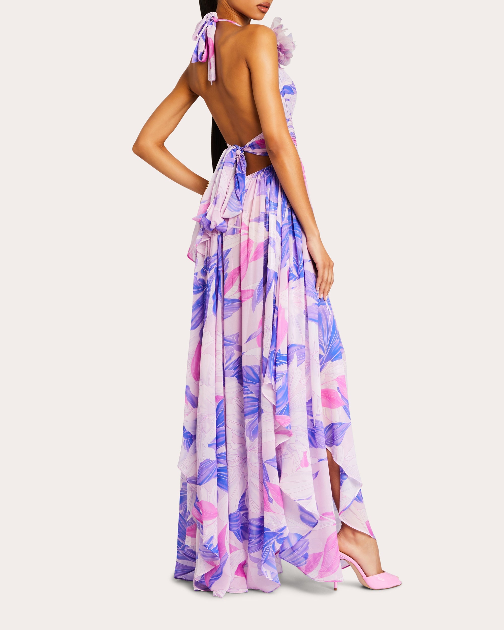Rasha Embellished Printed Chiffon Maxi Dress