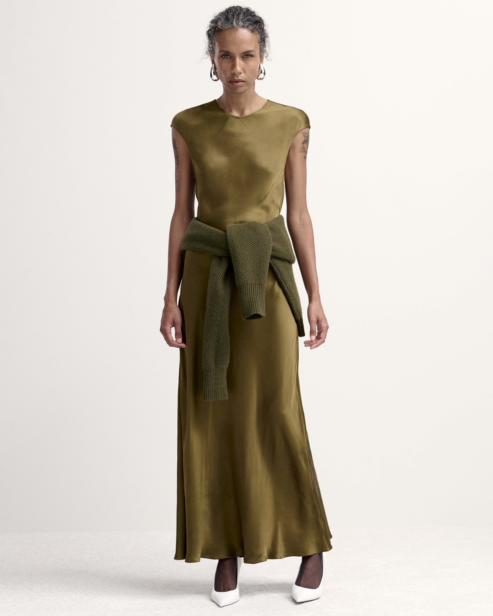 Bias-Cut Satin Maxi Dress