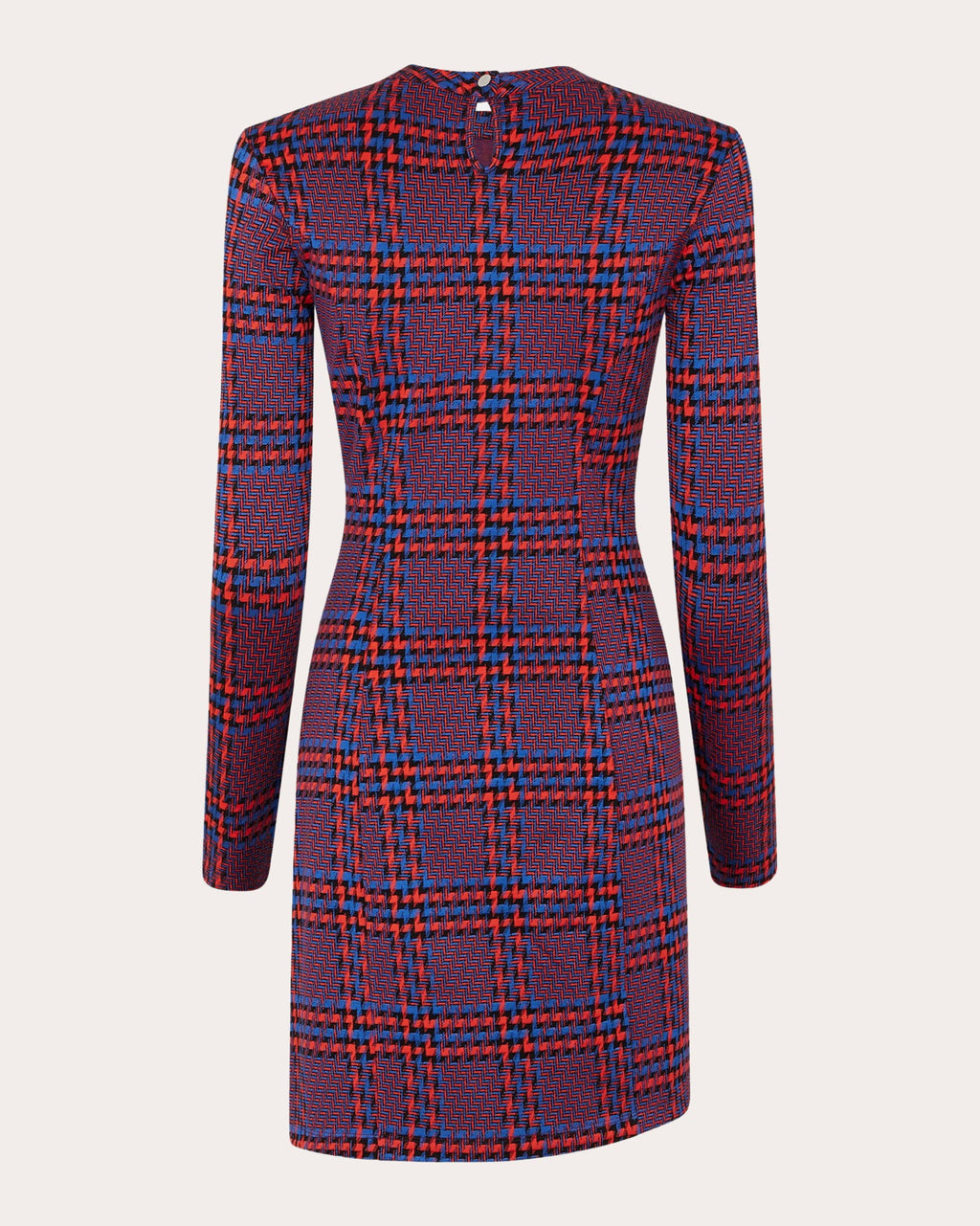 Plaid Crepe Gathered Button Mini Dress