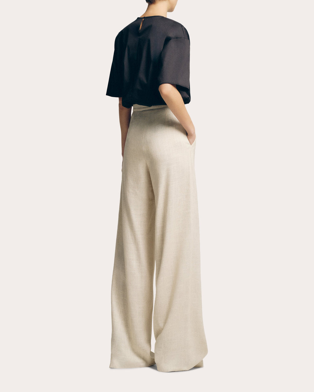 Pleated Linen-Blend Wide-Leg Pants