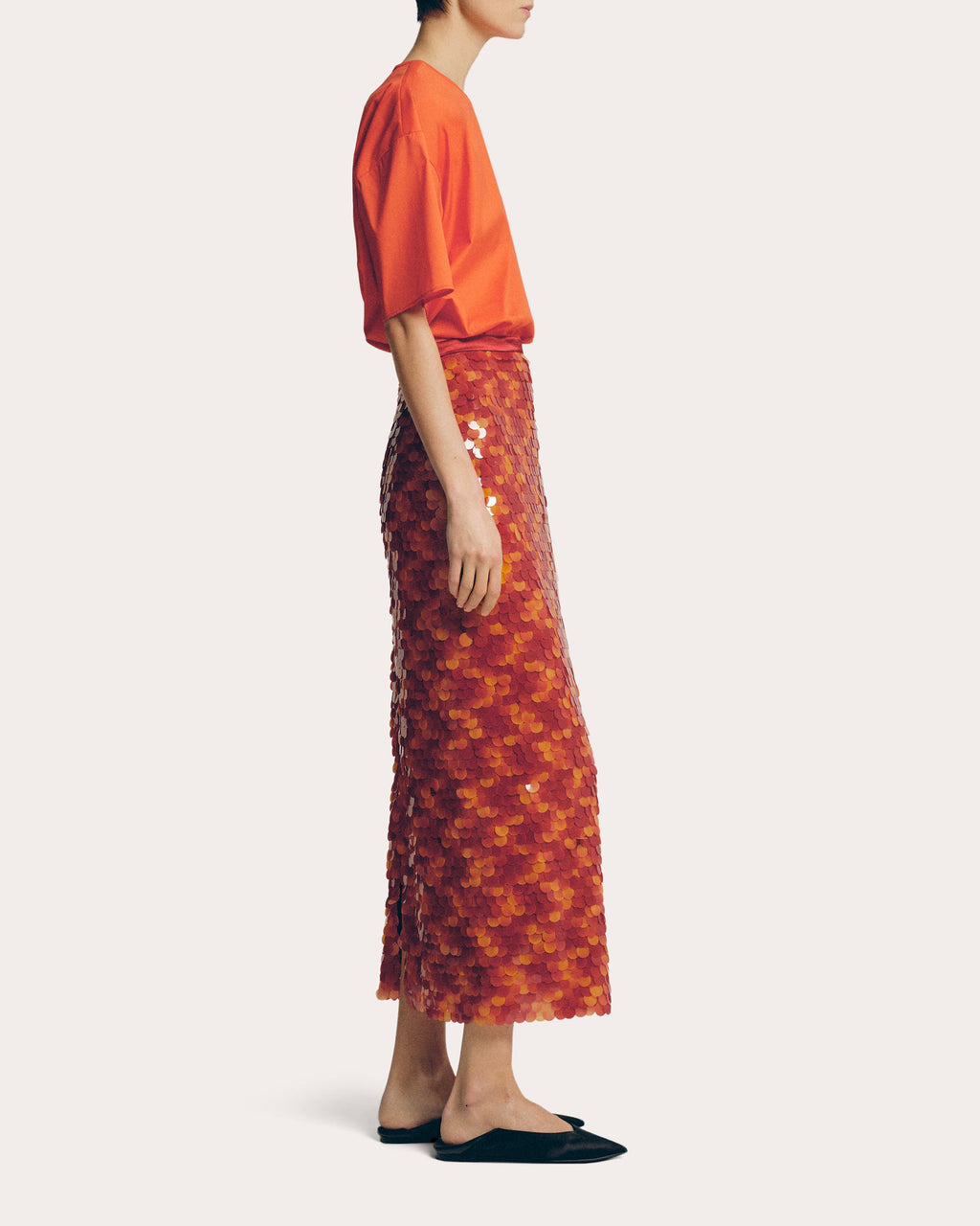 Sequin Paillette Midi Skirt