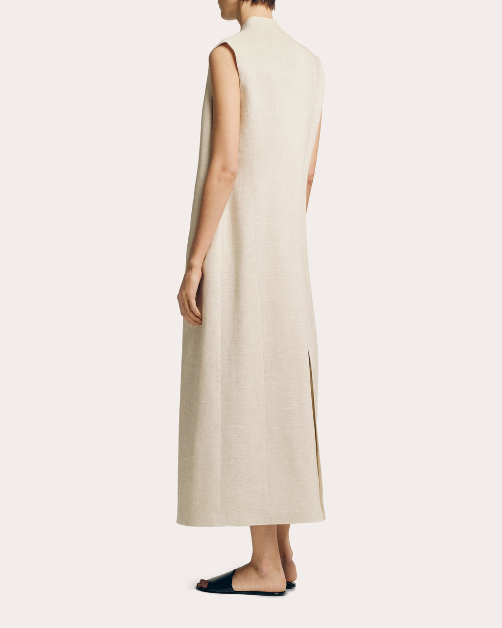 Linen Shawl Collar Long Vest