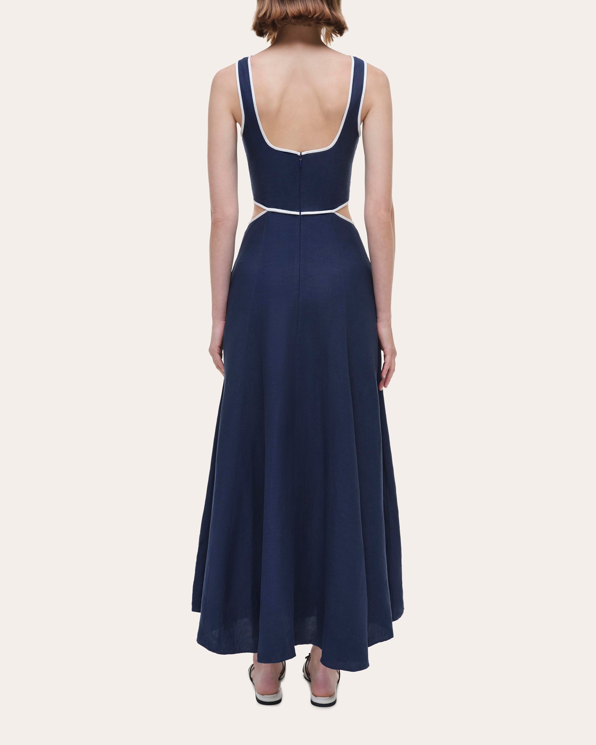 Amren Cutout Linen-Blend Midi Dress
