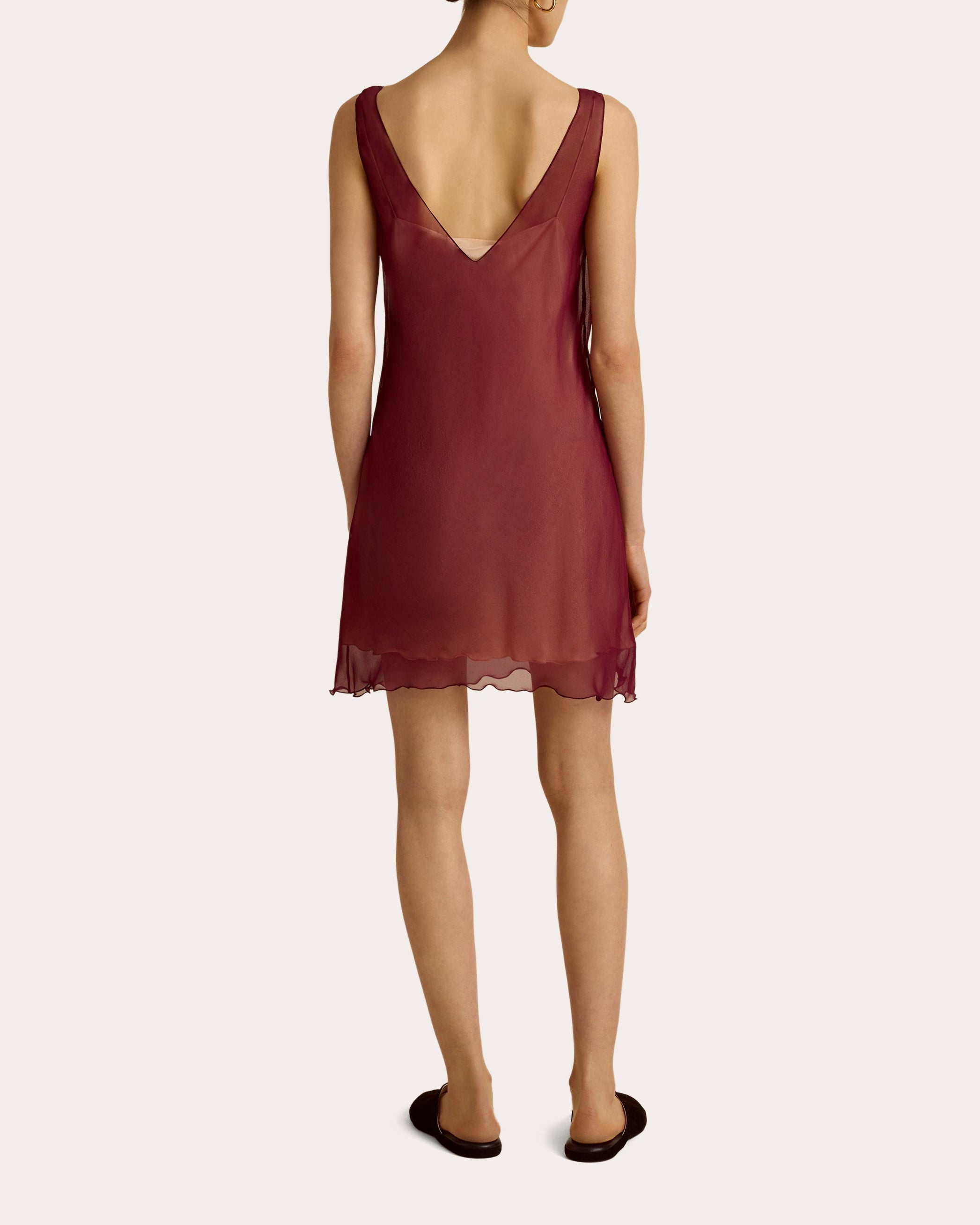 Sheer Silk Chiffon Layered Slip Dress