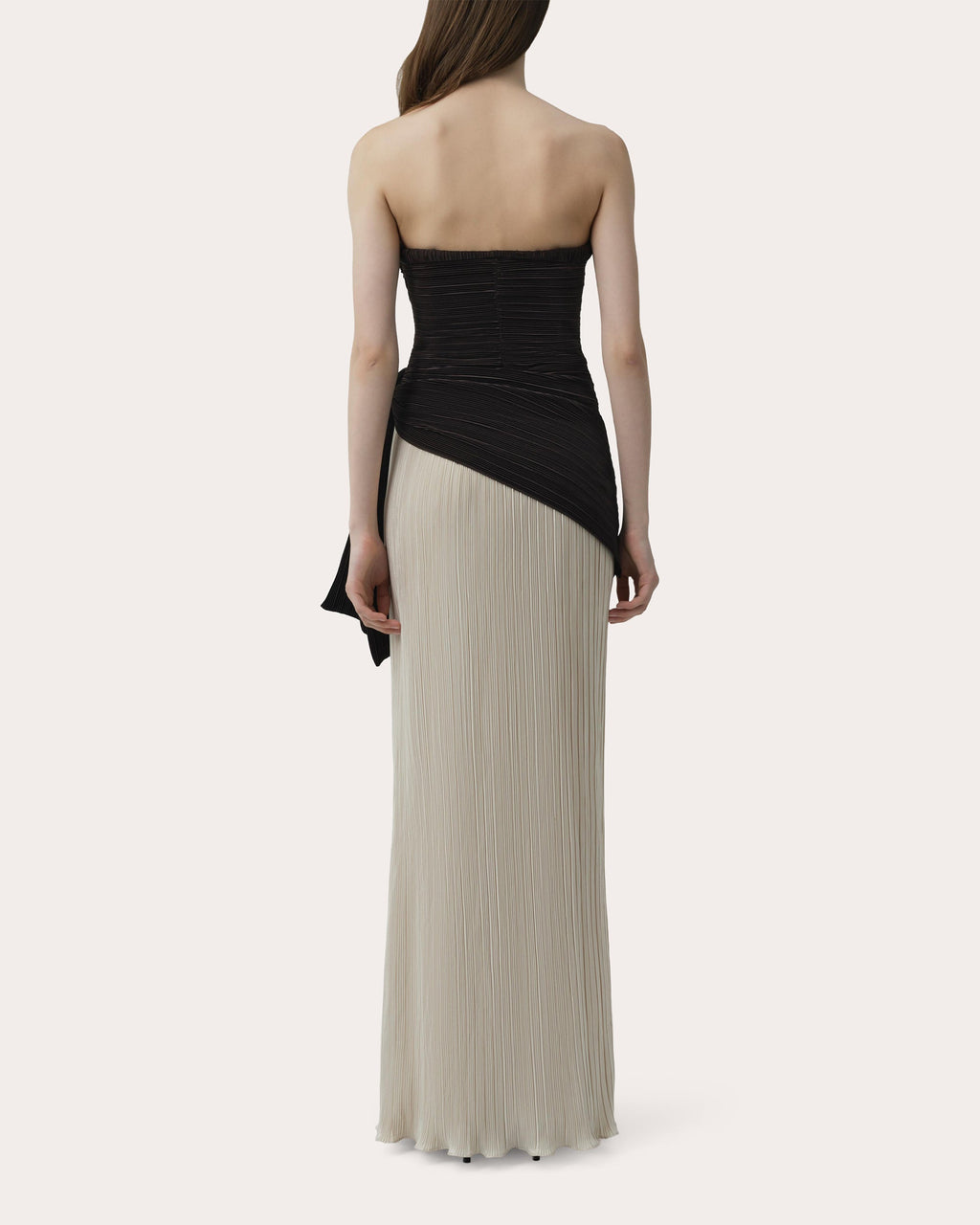 Laia Plissé Strapless Bustier Gown