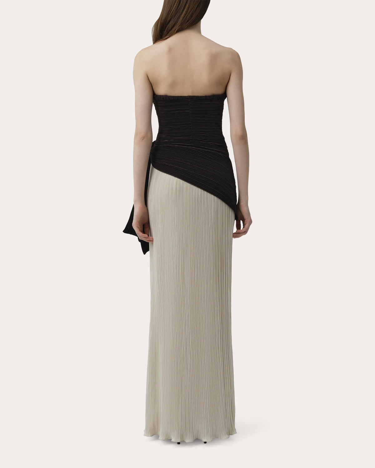 Laia Plissé Strapless Bustier Gown