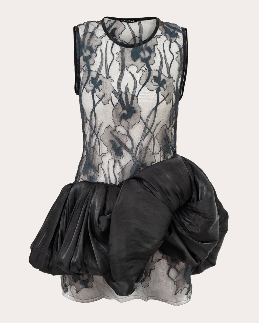 Nori Sheer Floral Lace Bubble Mini Dress