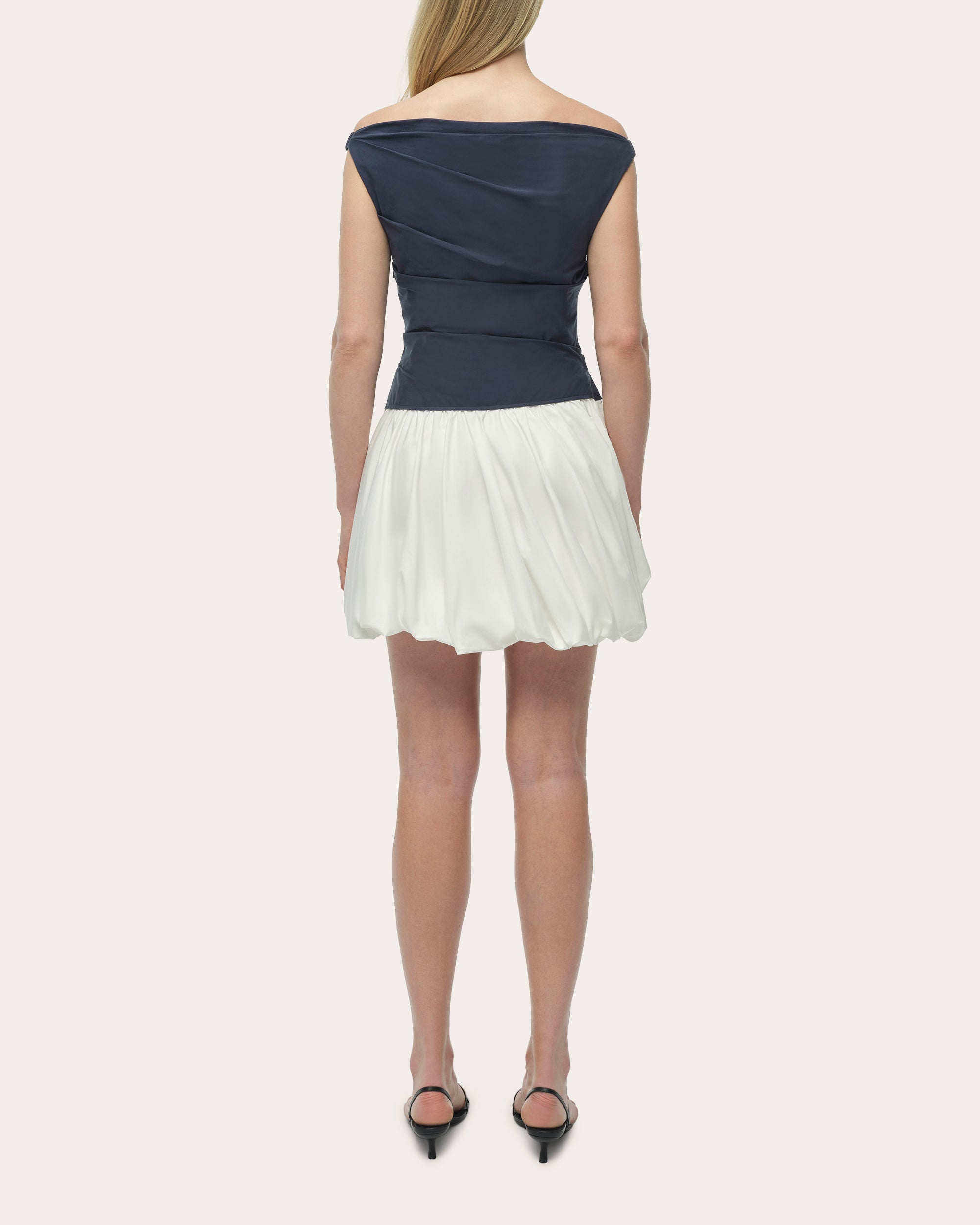 Salina Poplin Boatneck Bubble Mini Dress
