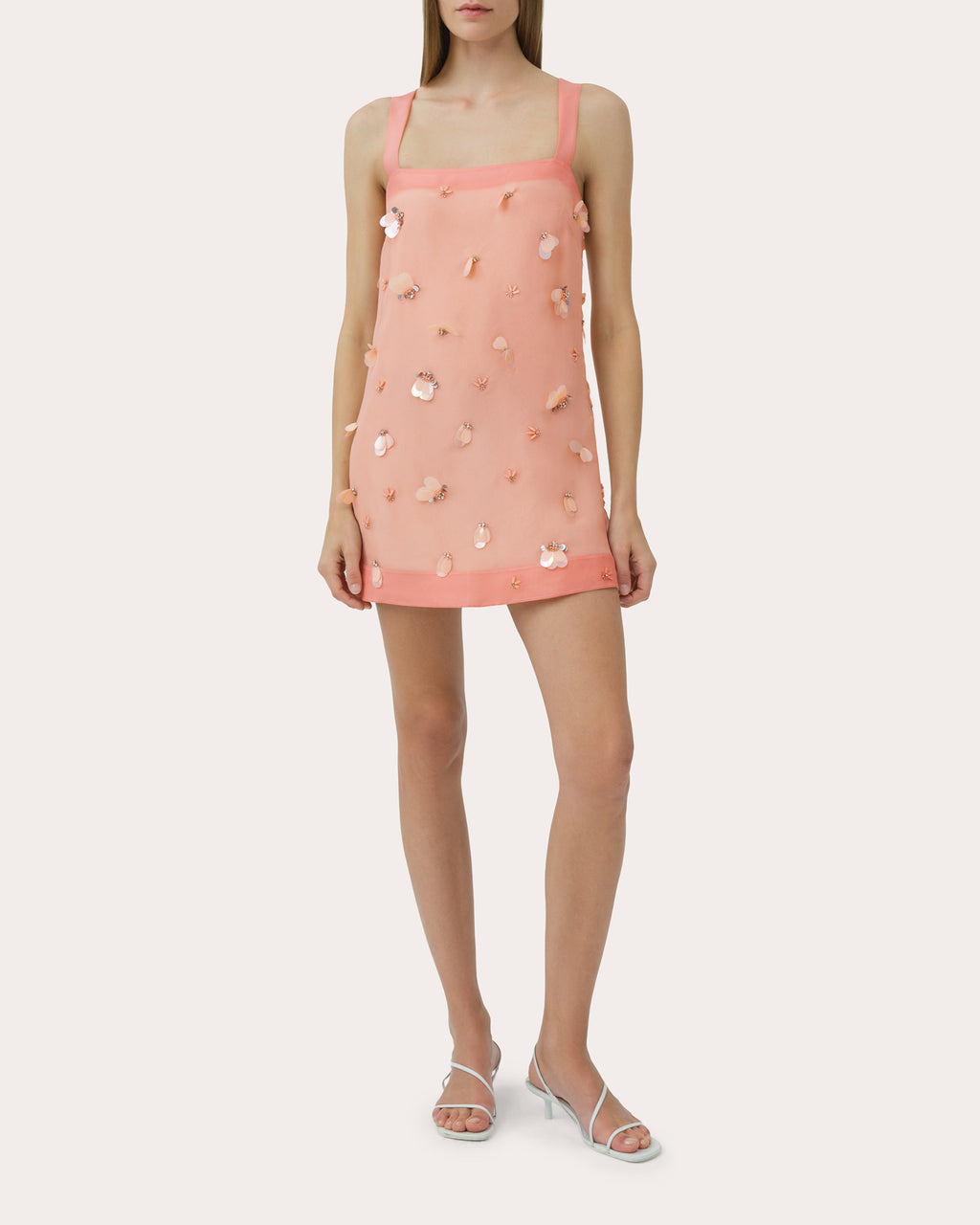 Sumi Embellished Organza Mini Shift Dress