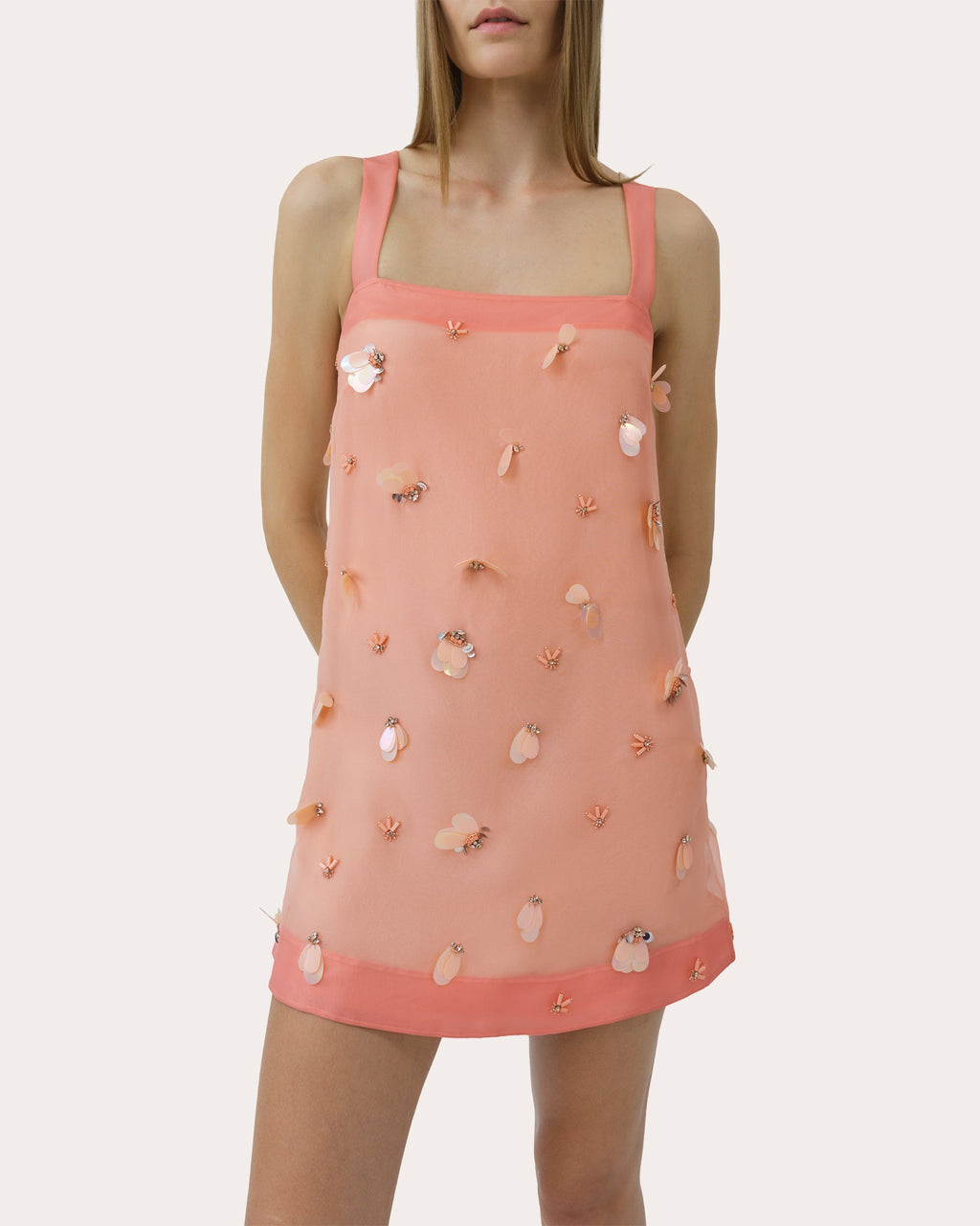 Sumi Embellished Organza Mini Shift Dress