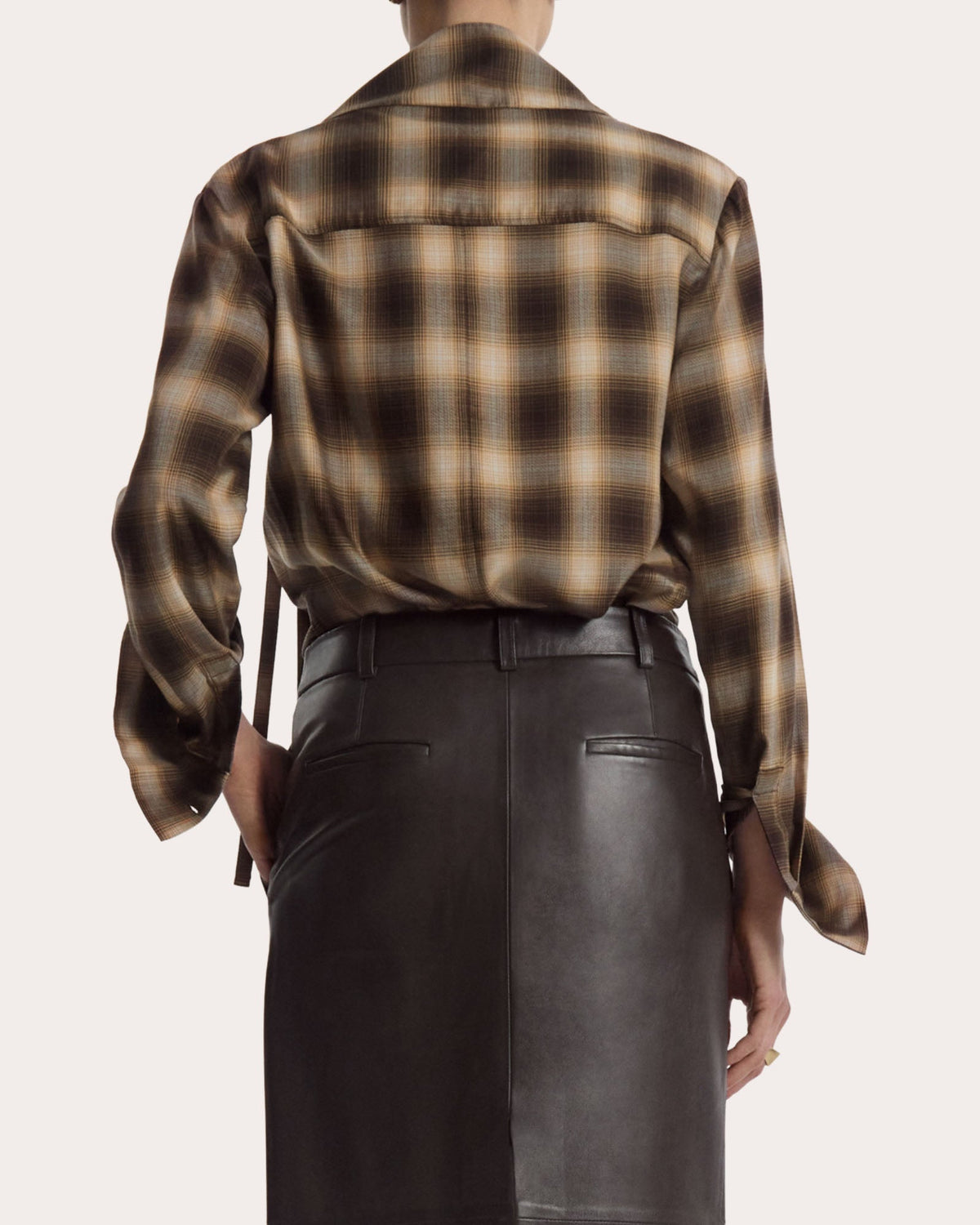 Plaid Asymmetric Drape Workwear Shirt