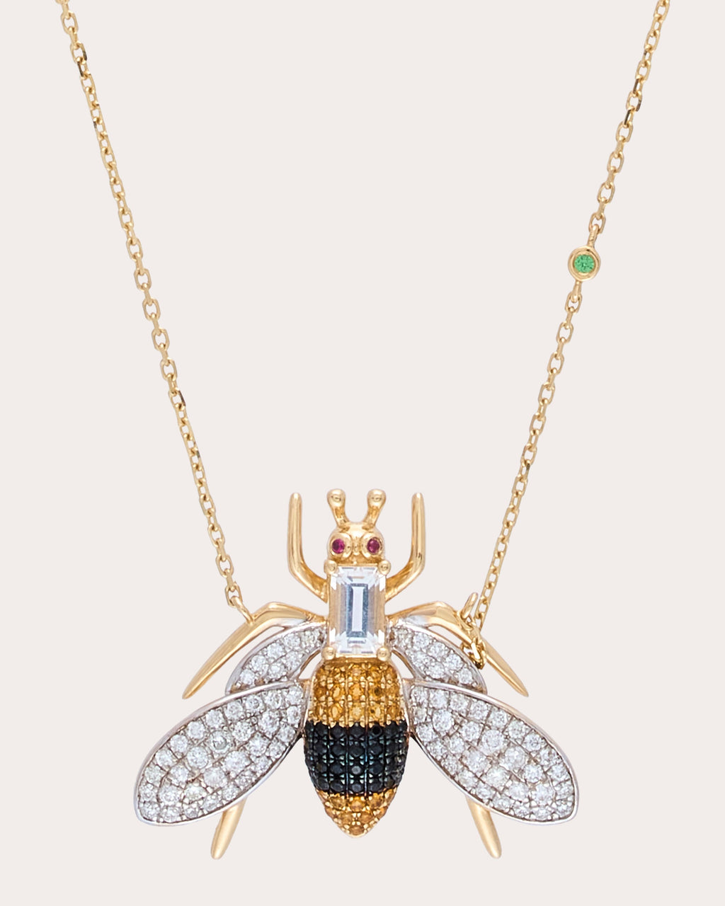 Yellow Topaz & Onyx Véspula Pendant Necklace