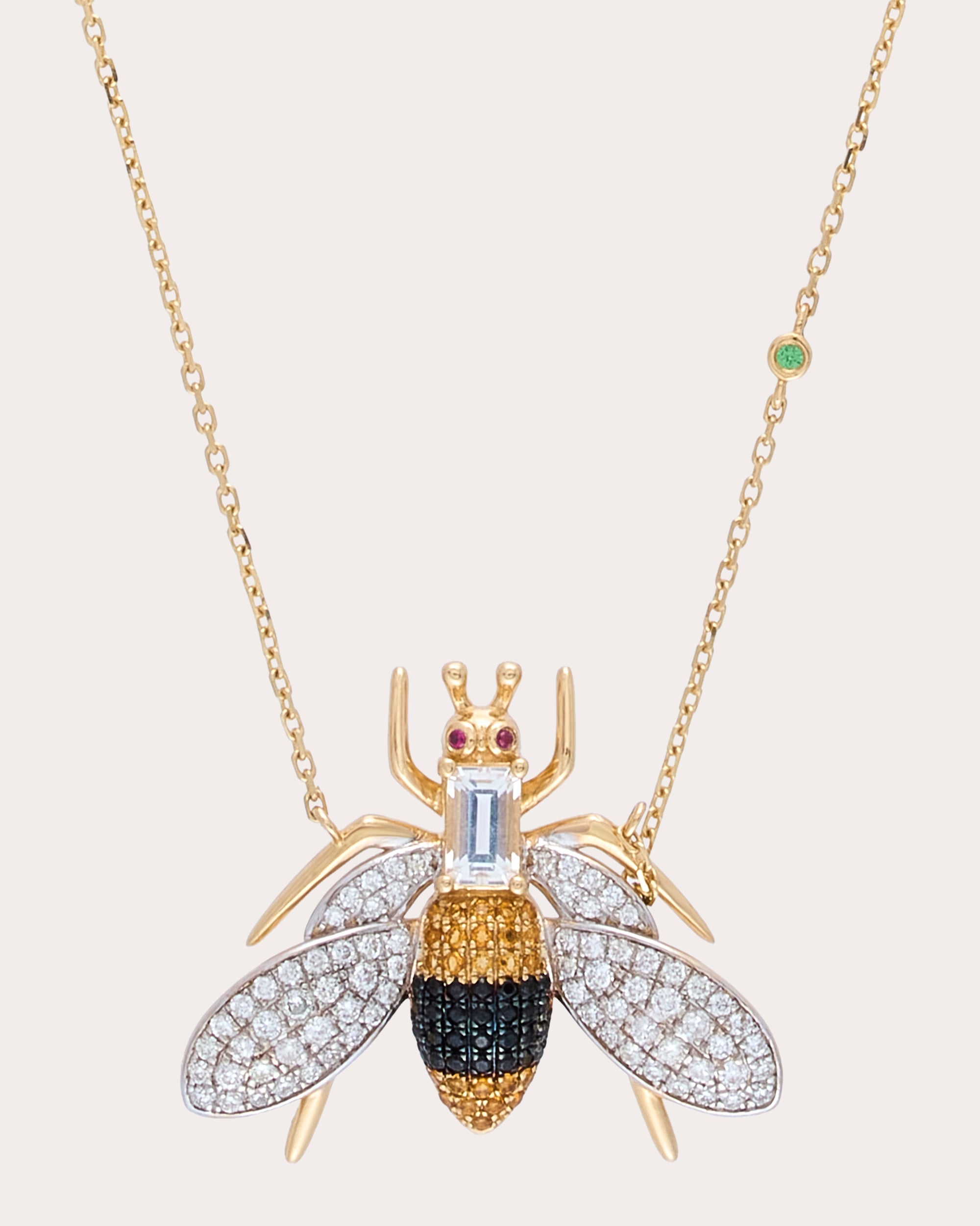 Yellow Topaz & Onyx Véspula Pendant Necklace