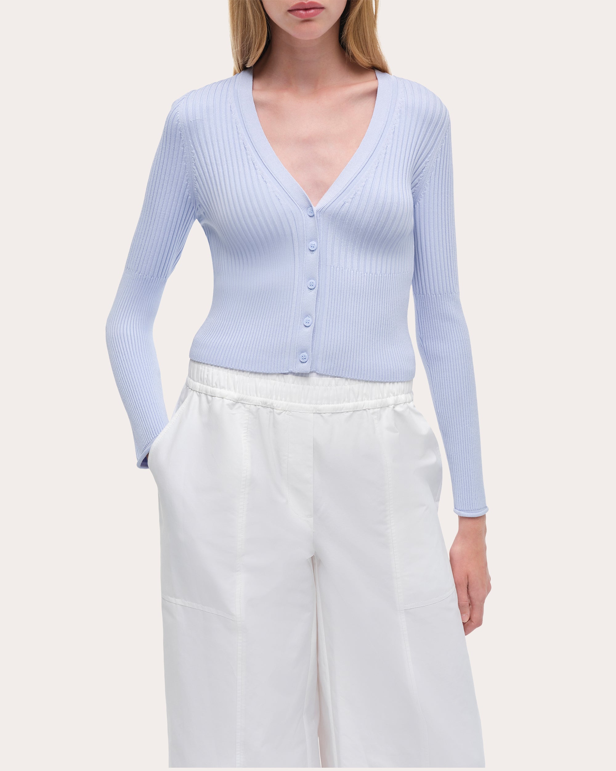 Ailany Rib Knit Shrunken Cardigan