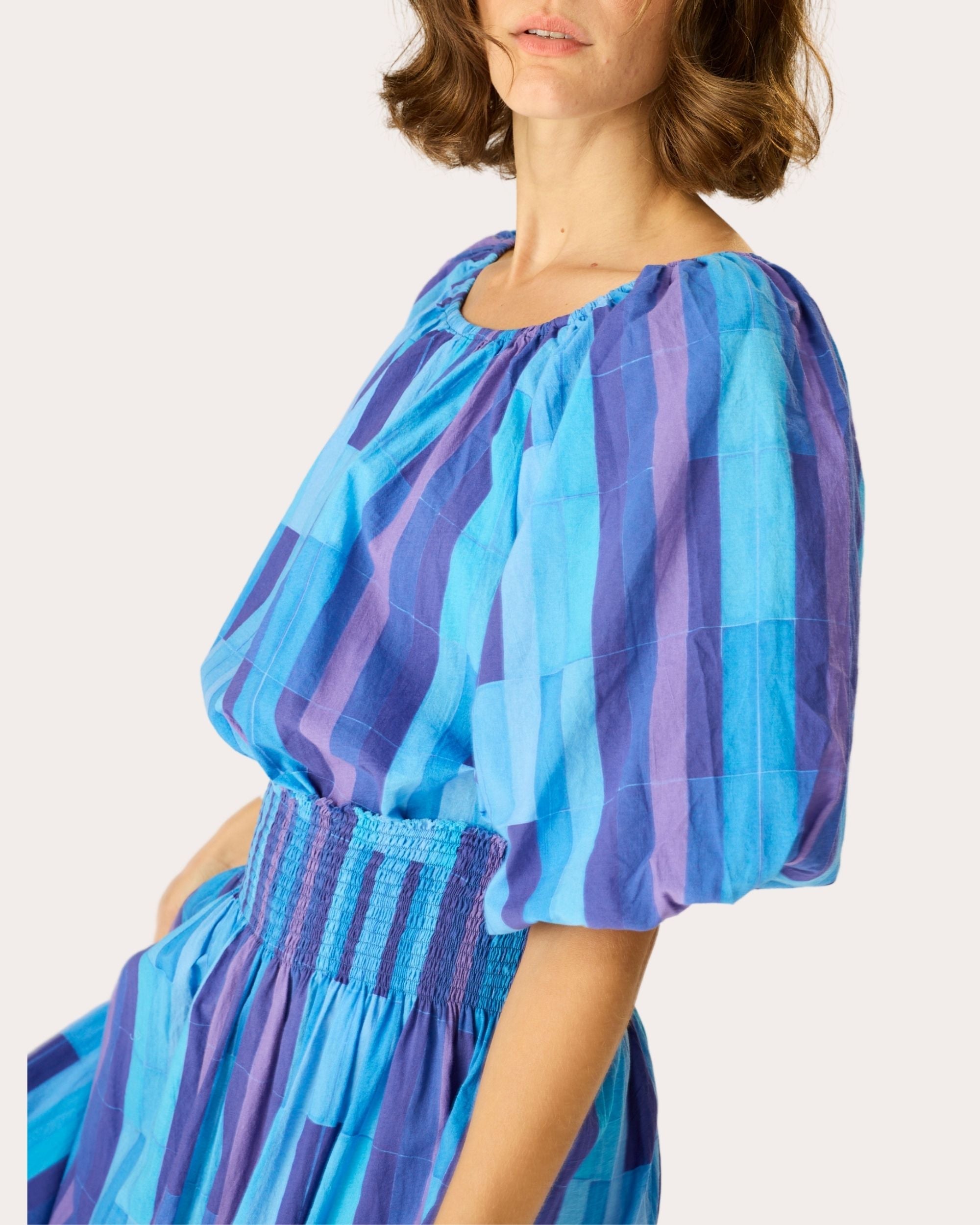 Ella Cotton Gathered Puff-Sleeve Top