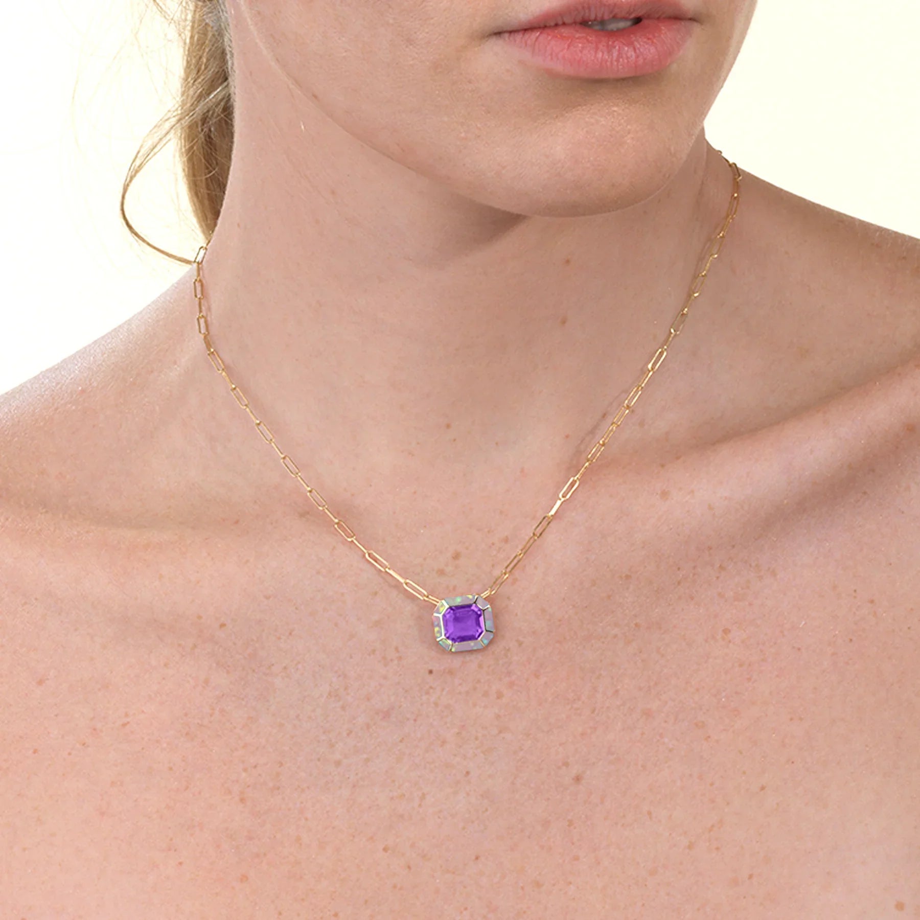 Mélange 18K Rose Gold Amethyst and Pink Opal Pendant Necklace