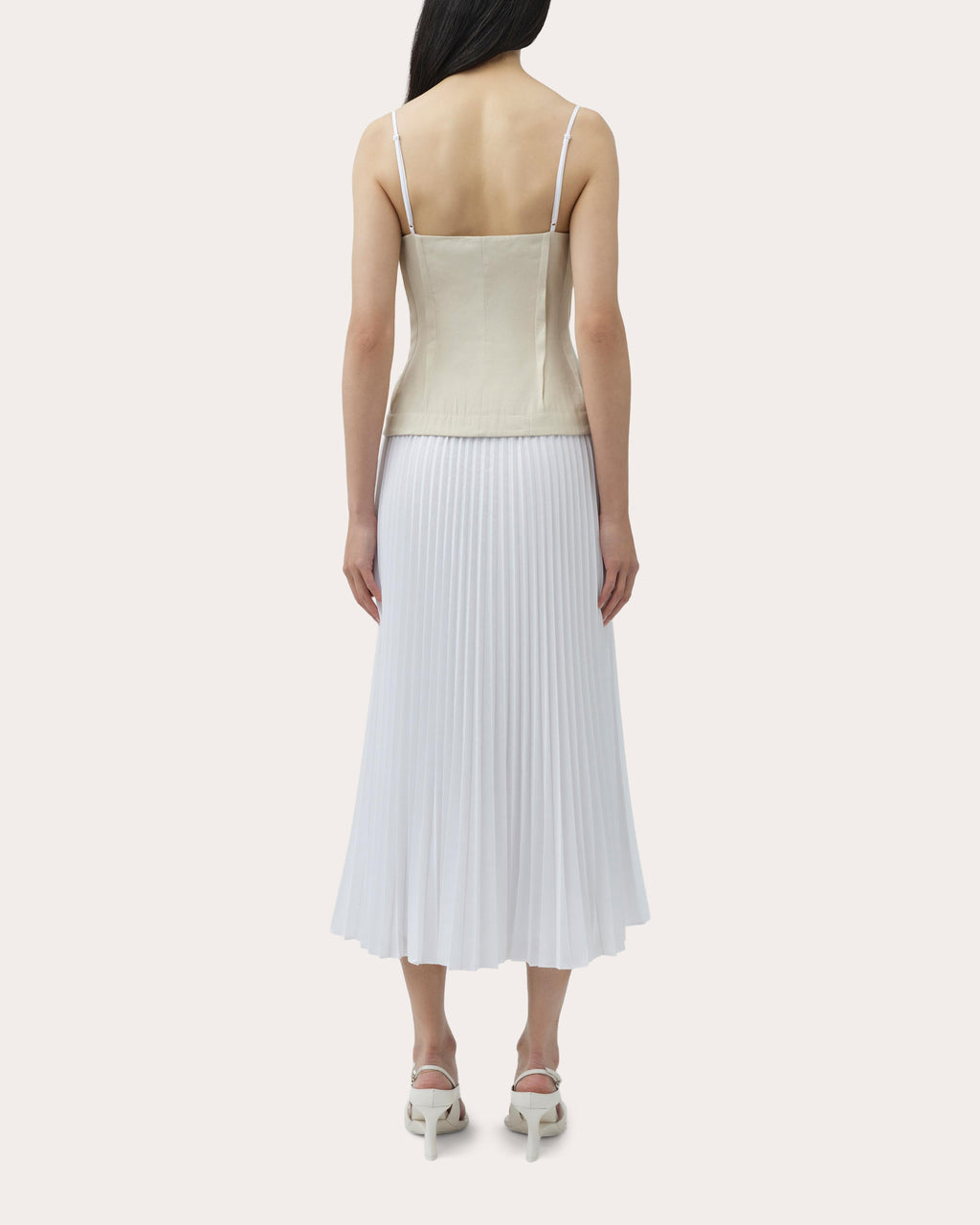 Duval Linen Poplin Combo Bustier Midi Dress