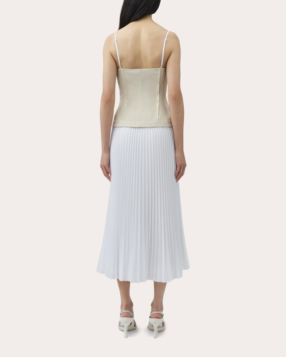 Duval Linen Poplin Combo Bustier Midi Dress