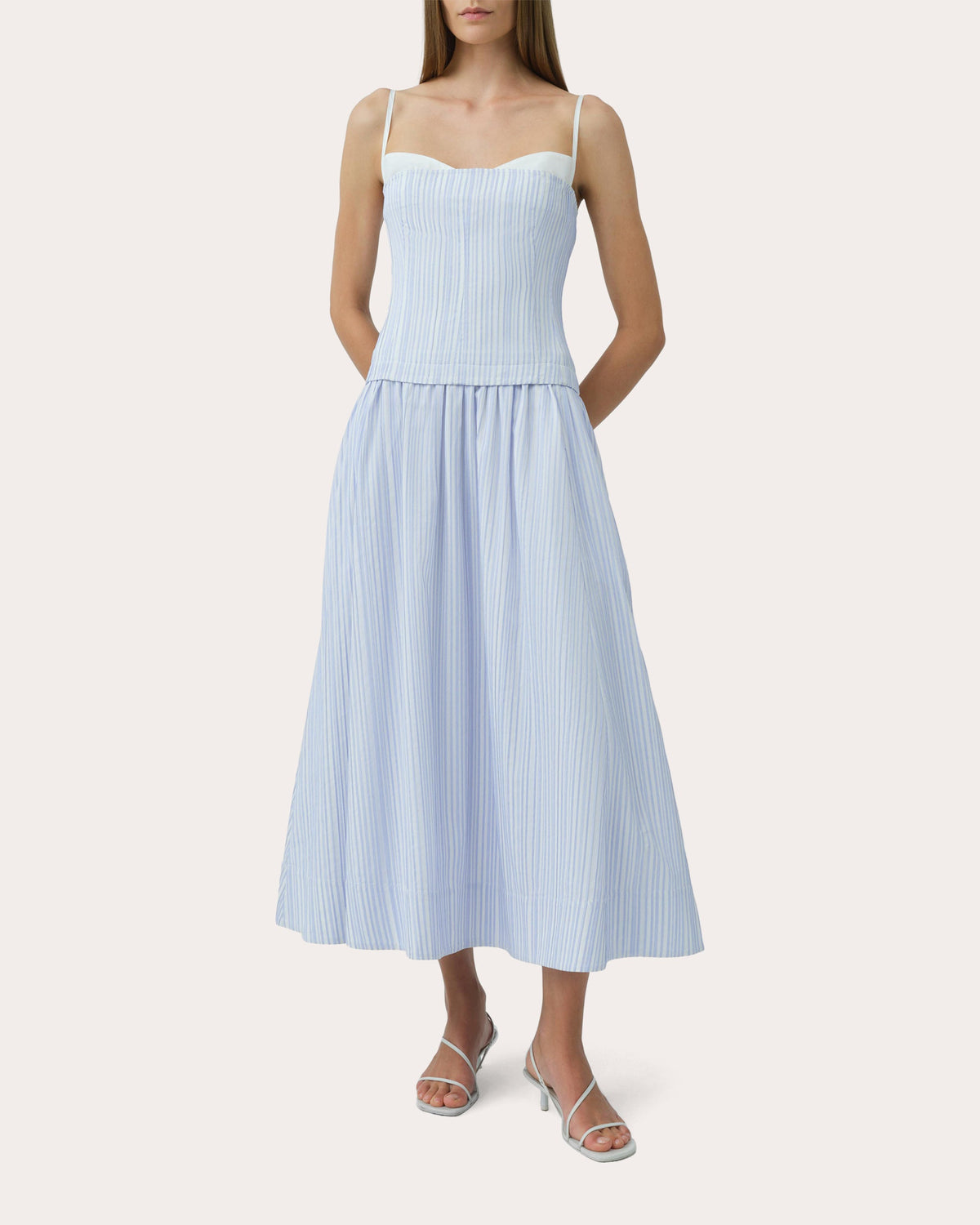 Quinlin Stripe Bustier Midi Dress