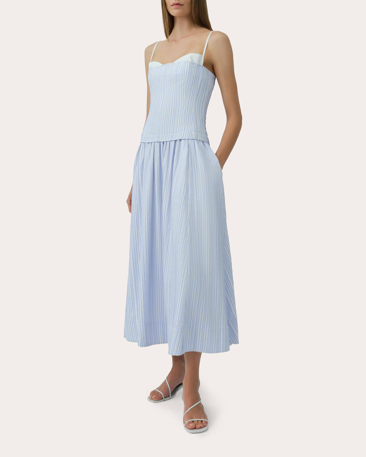 Quinlin Stripe Bustier Midi Dress