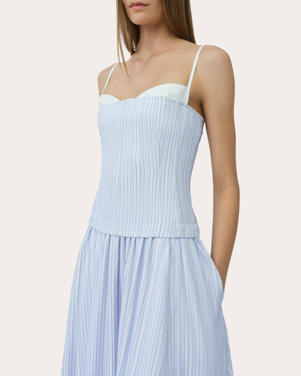 Quinlin Stripe Bustier Midi Dress
